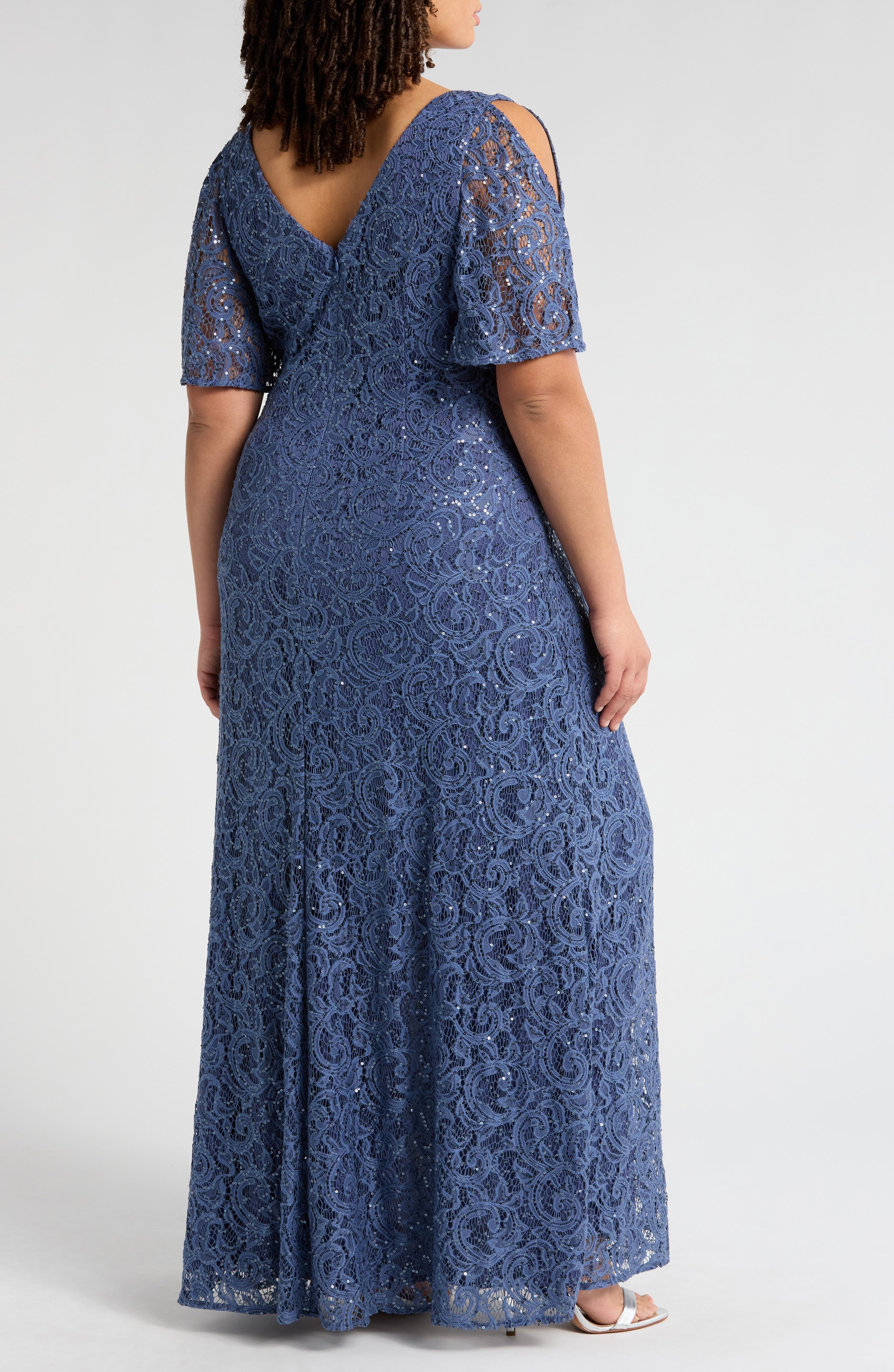 Stretch Sequin Lace Gown - image 2