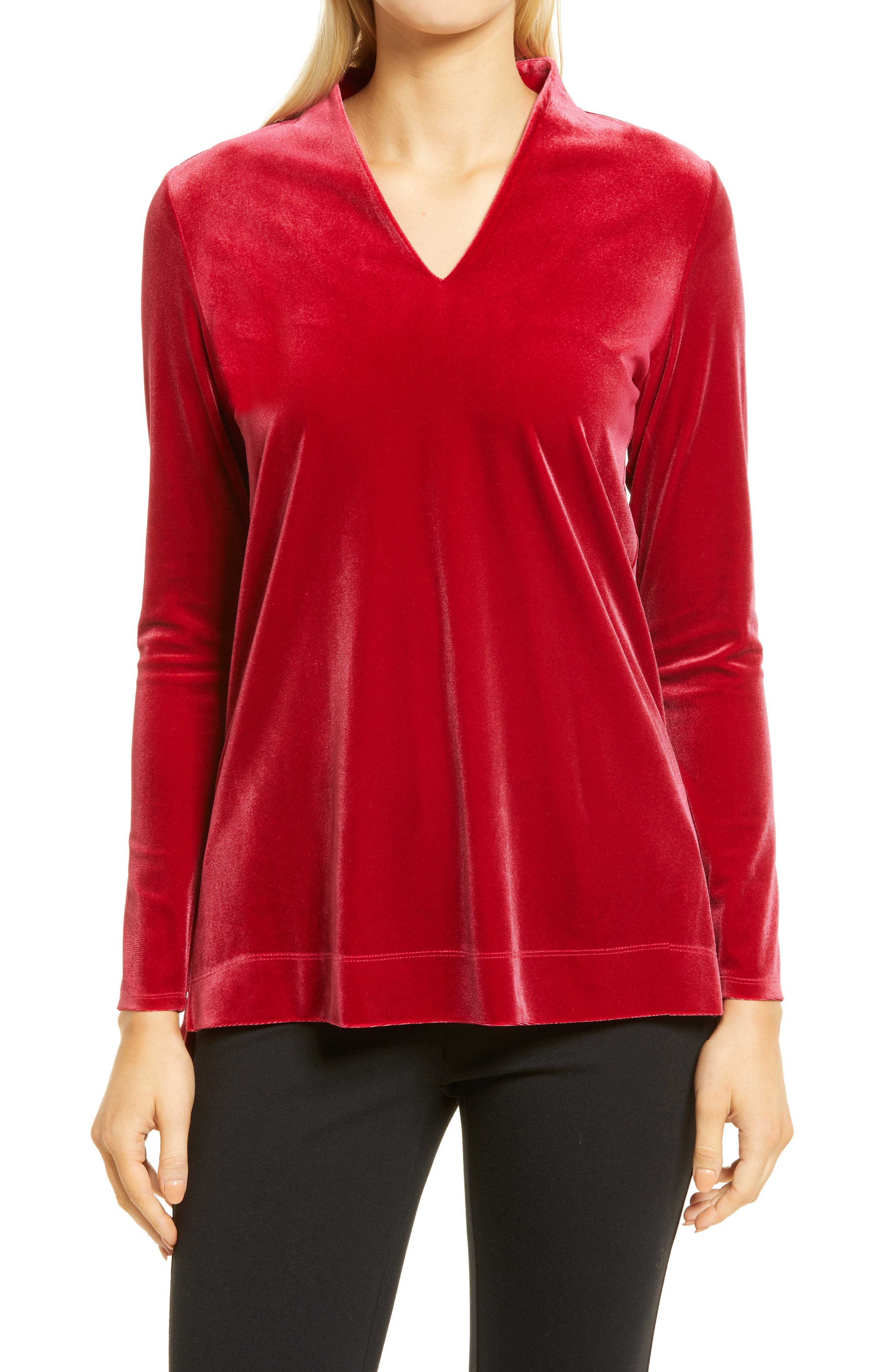 V-Neck Velour Top - image 1