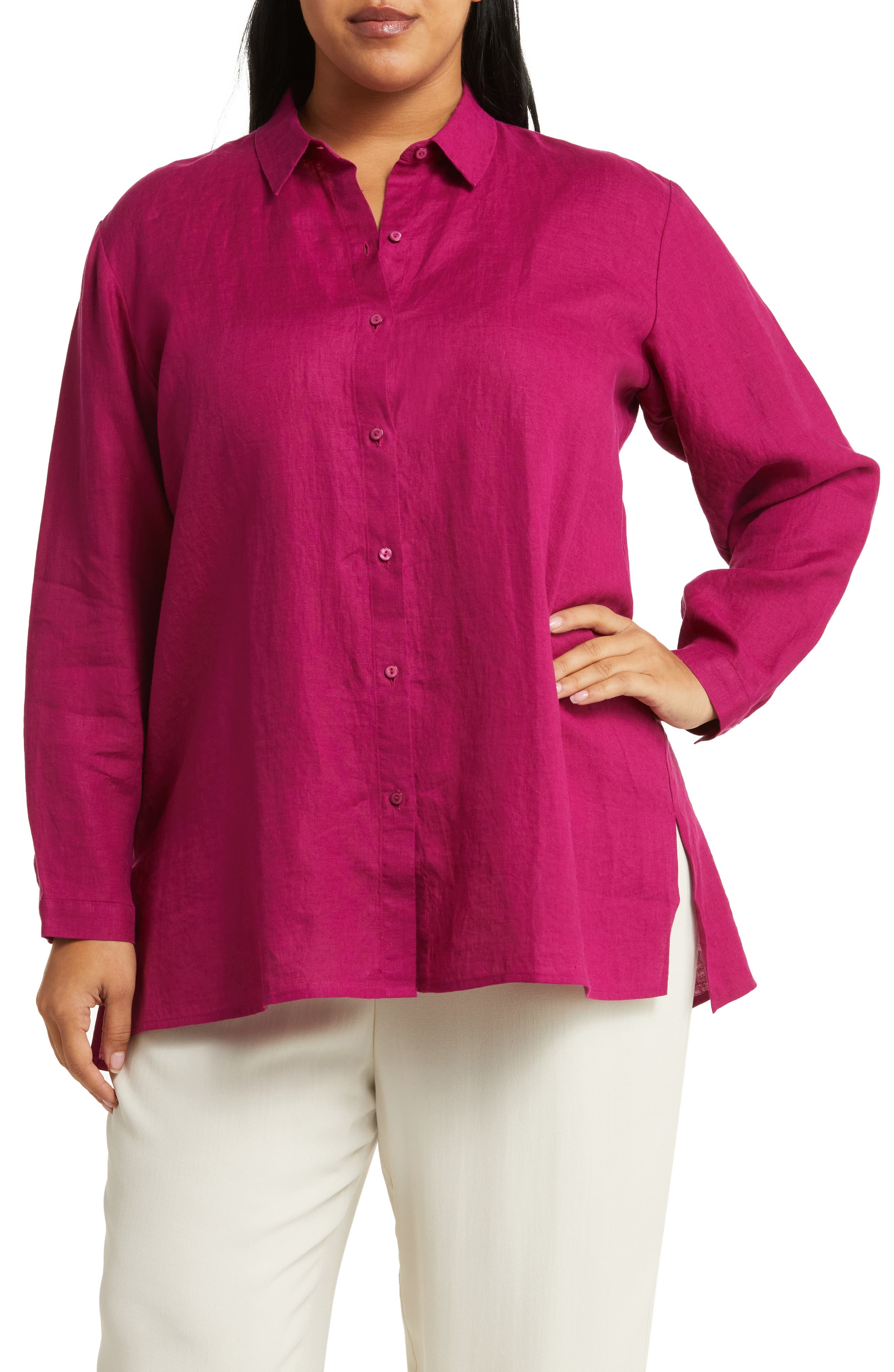Classic Easy Organic Linen Button-Up Shirt - image 1