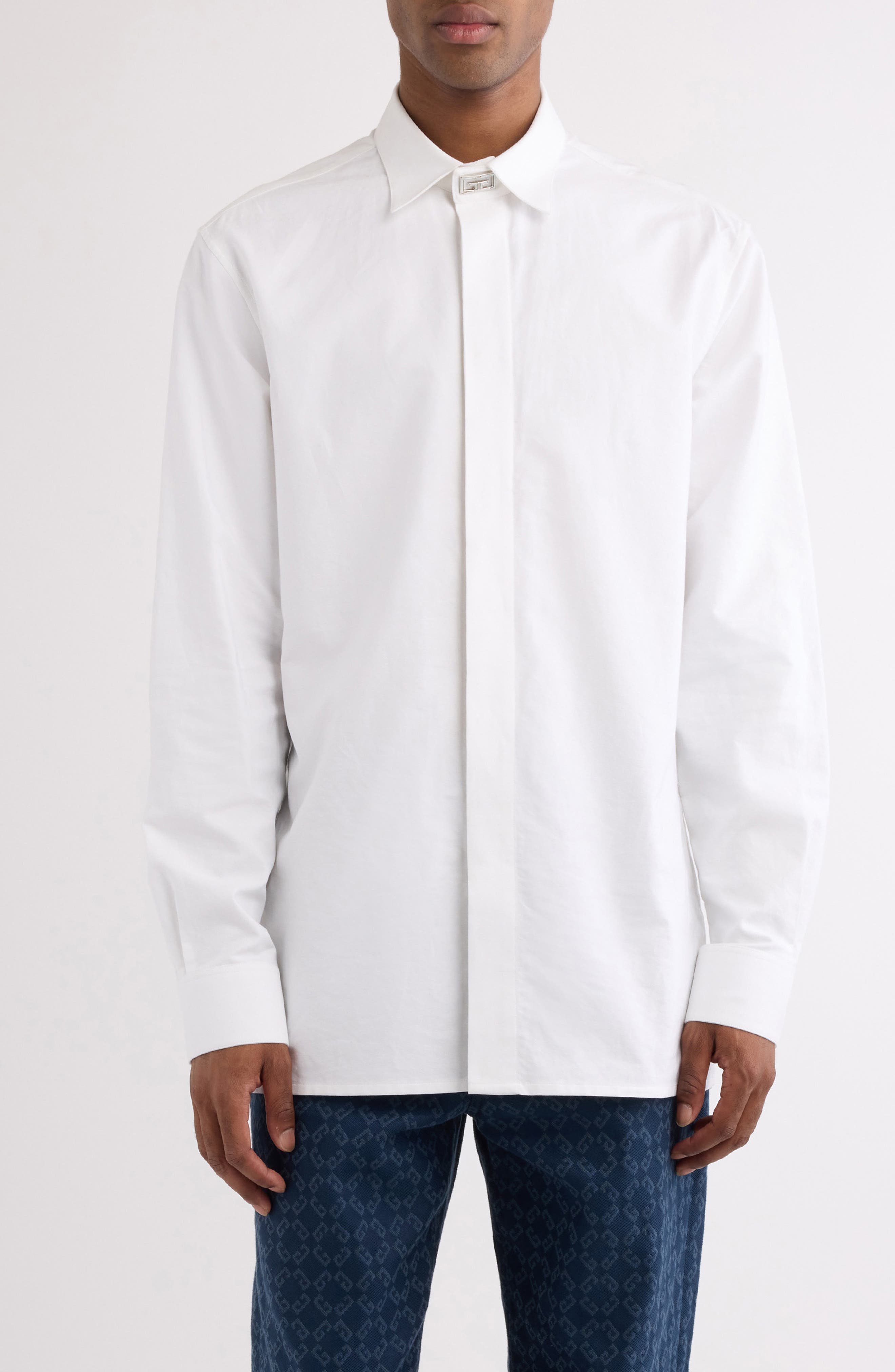 Logo Hardware Long Sleeve Cotton Button-Up - image 1