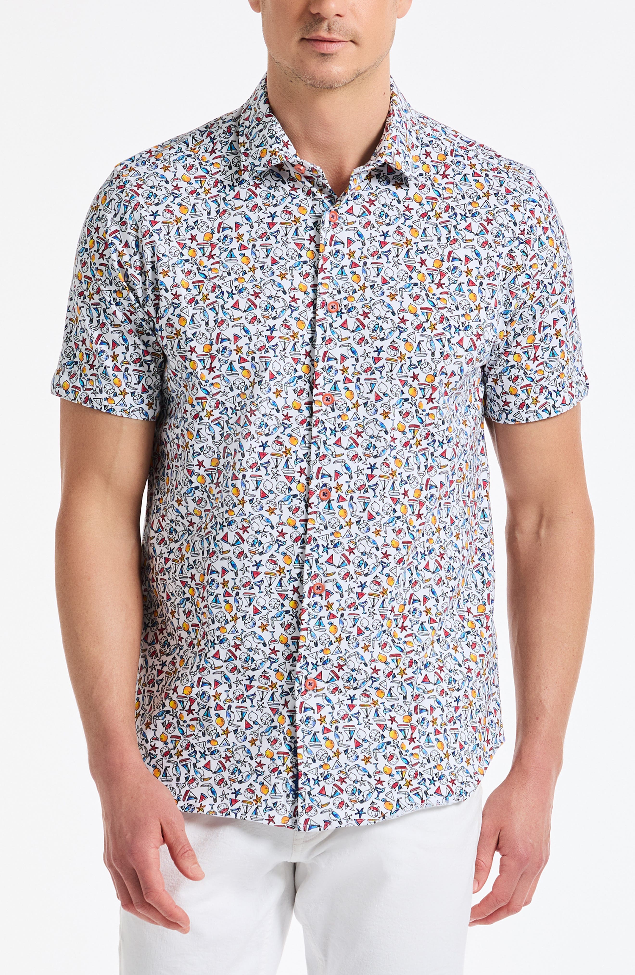 Summer Sails Short Sleeve Cotton Button-Up Shirt - image 1