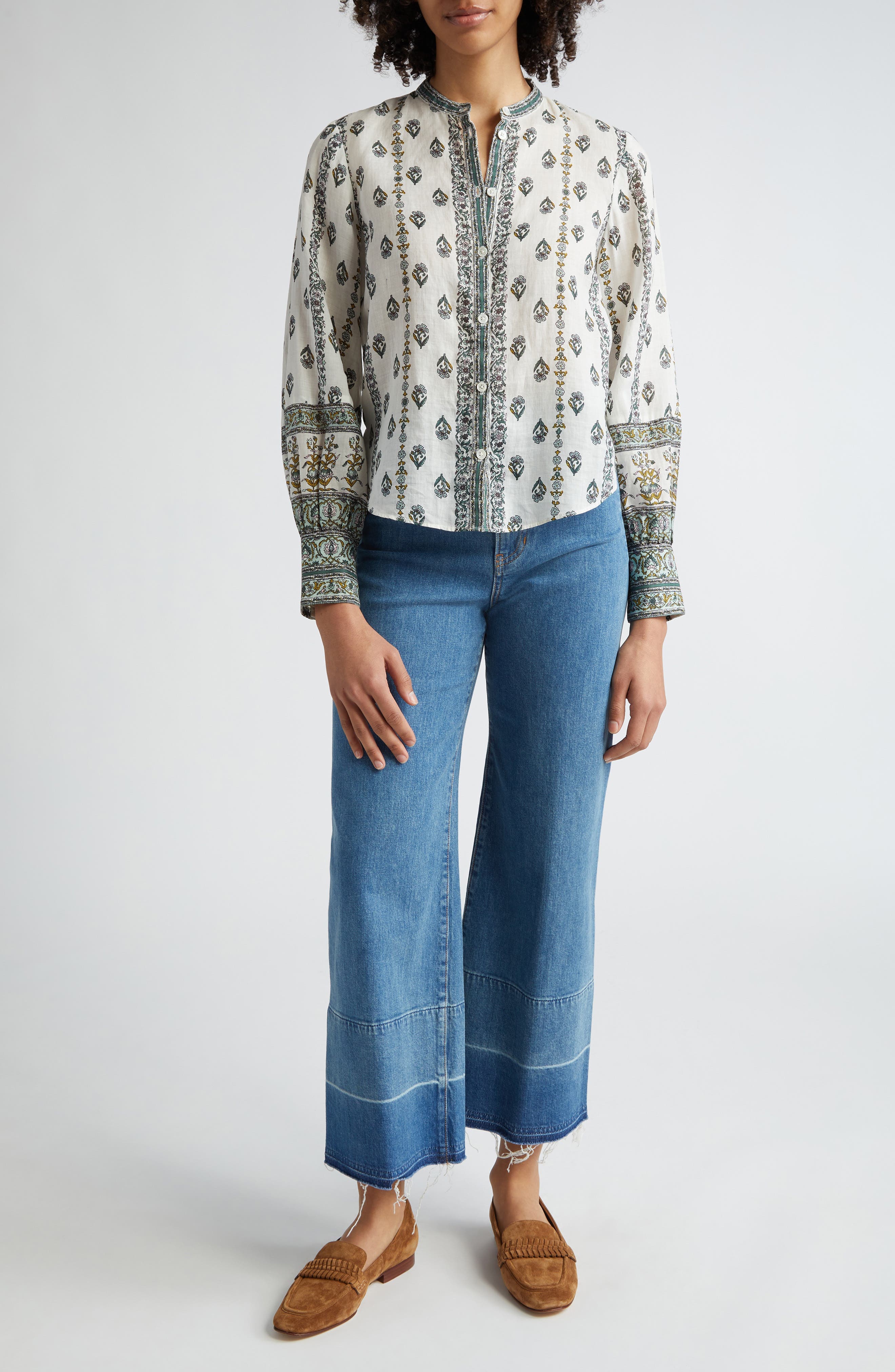 Thorp Mixed Floral Ramie Button-Up Shirt - image 2
