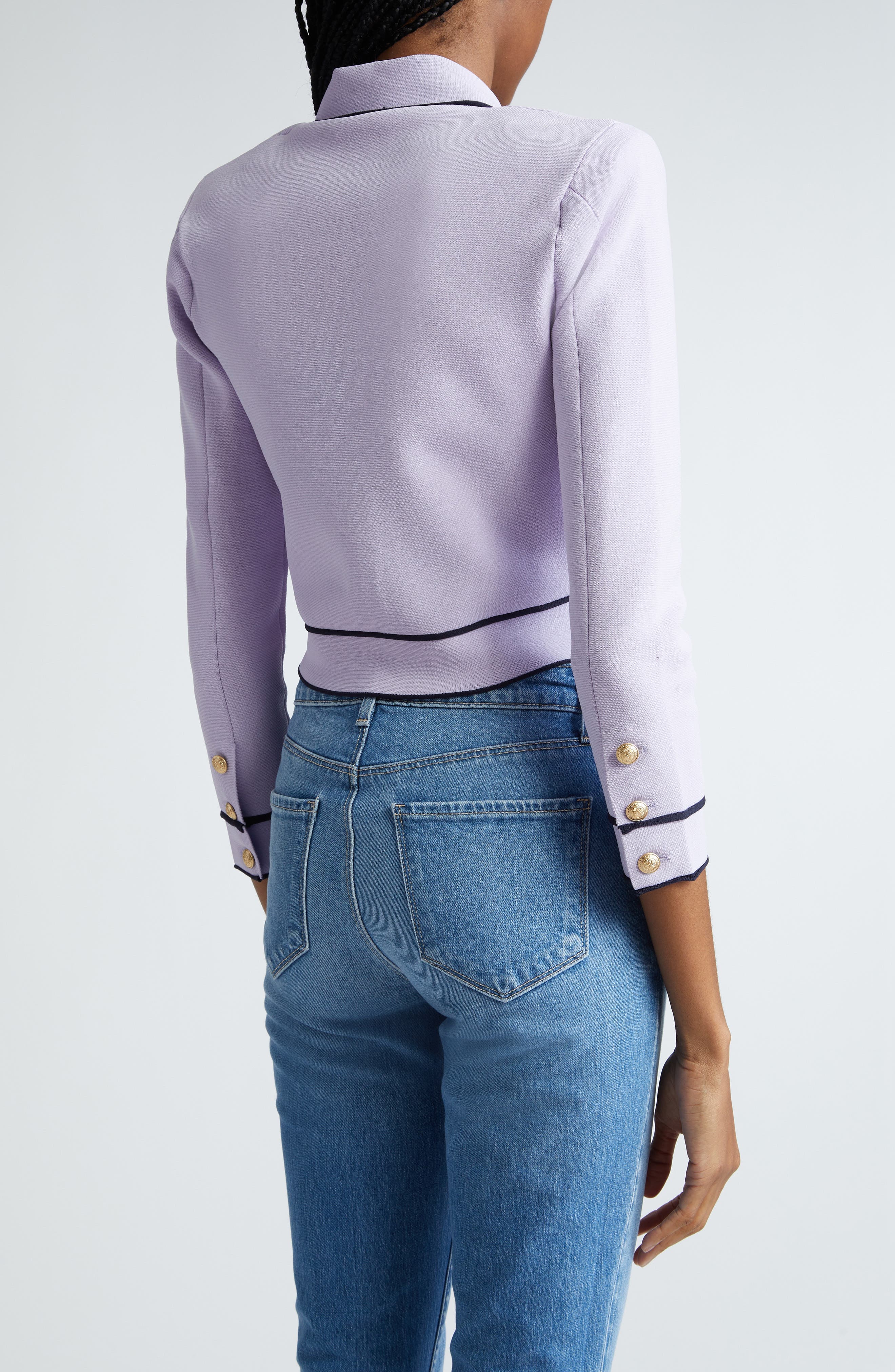 Neo Contrast Trim Crop Sweater Jacket - image 2