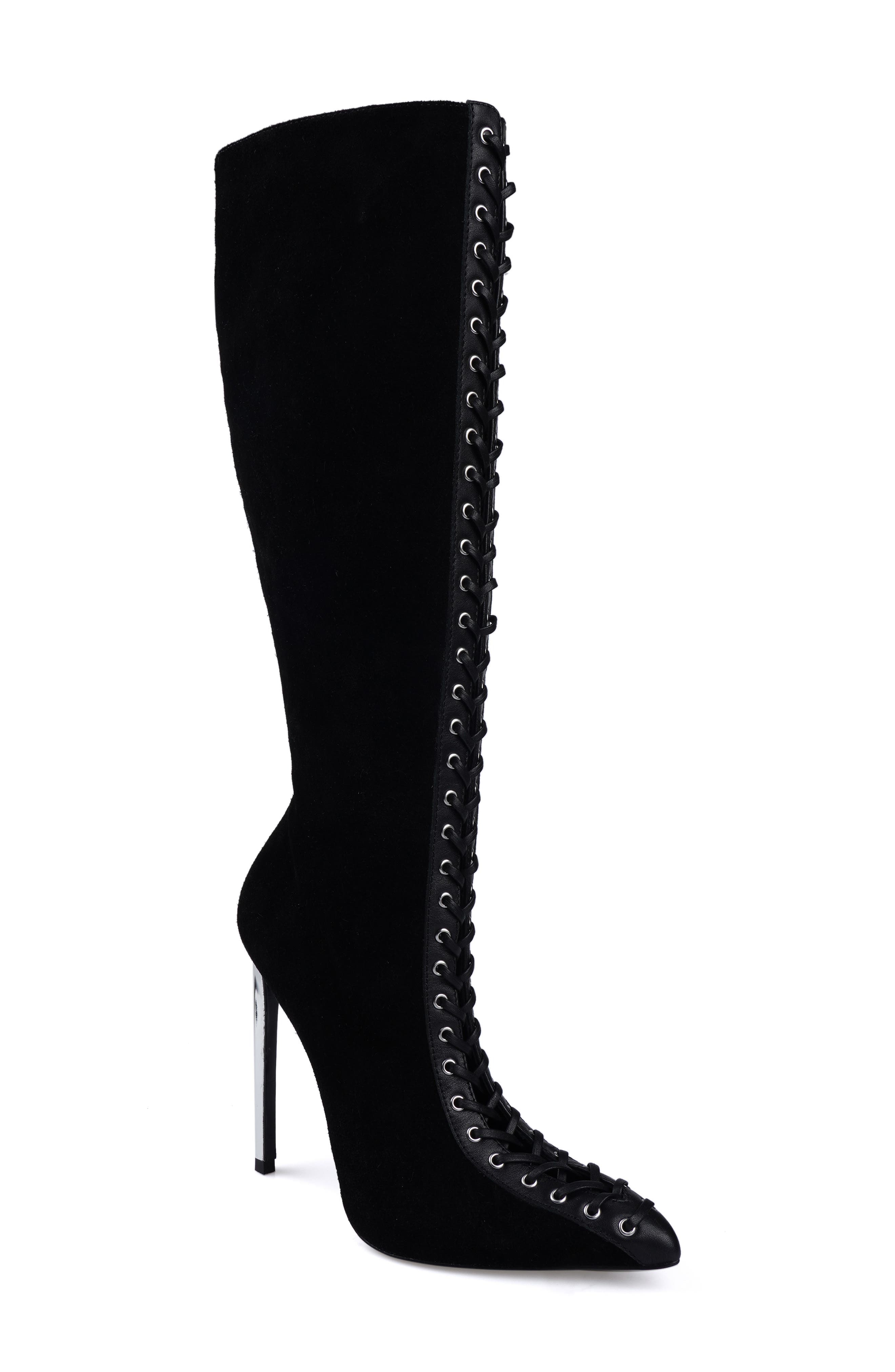 Rudy Pointed Toe Lace Up Knee High Boot - image 1