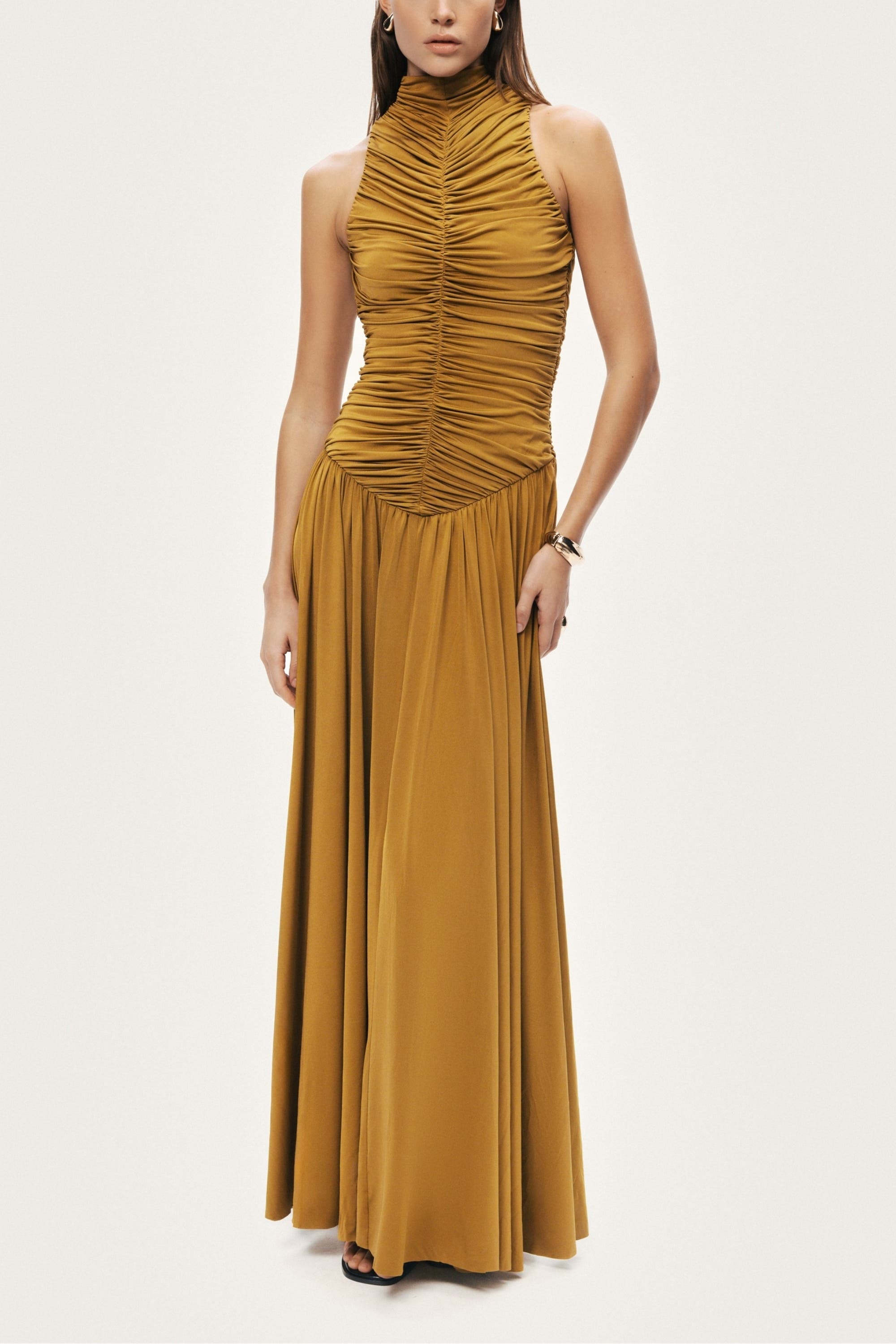 Ruched High-Neck Maxi Dress - image 3