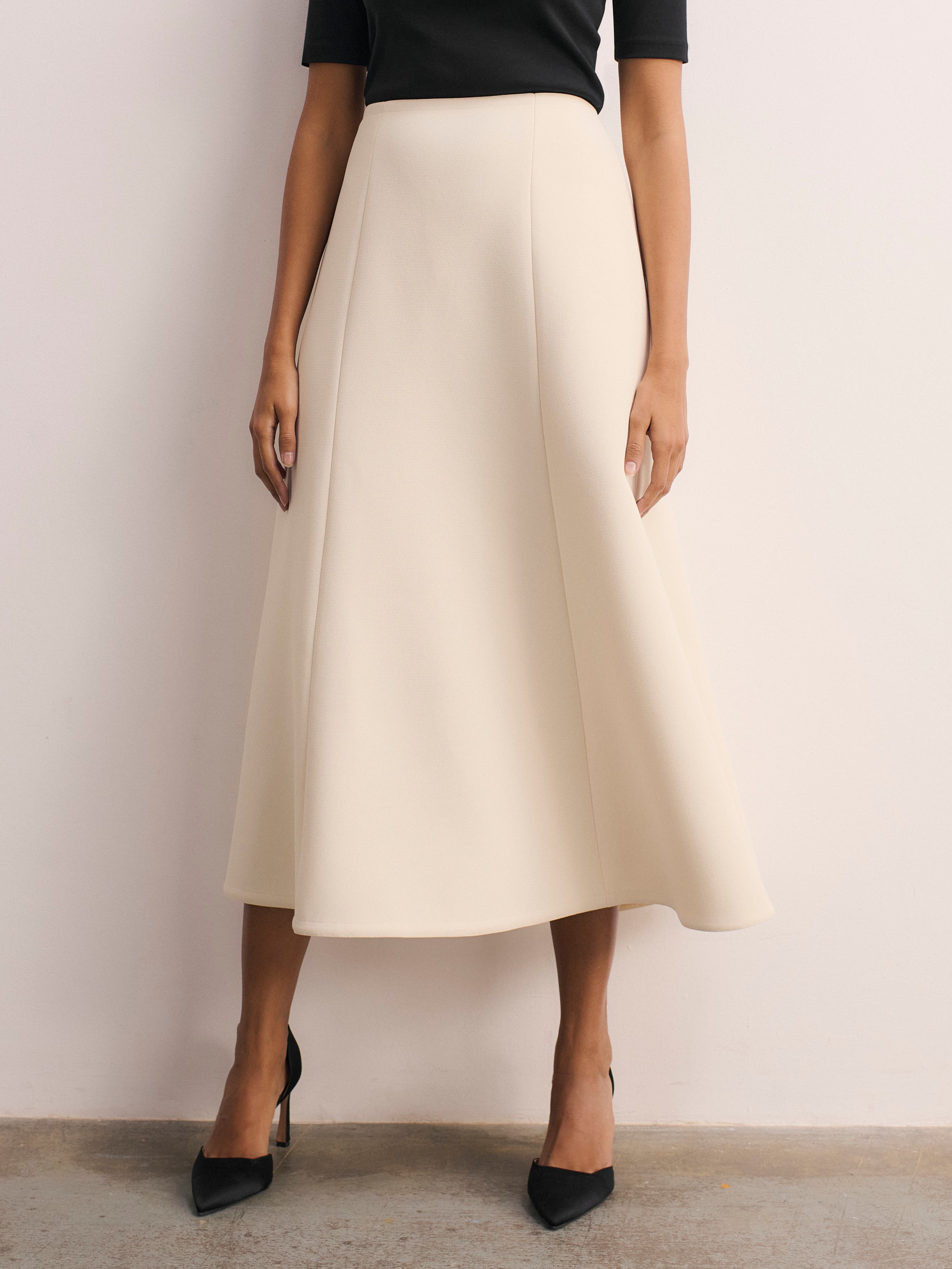 Ellingham High Waisted A-Line Midi Skirt - image 1