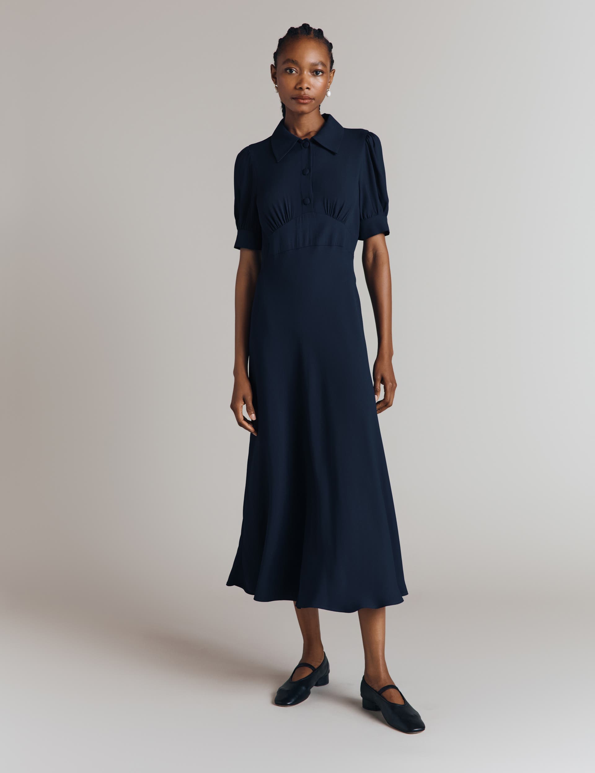 Wilma Crepe Midi Tea Dress - image 1
