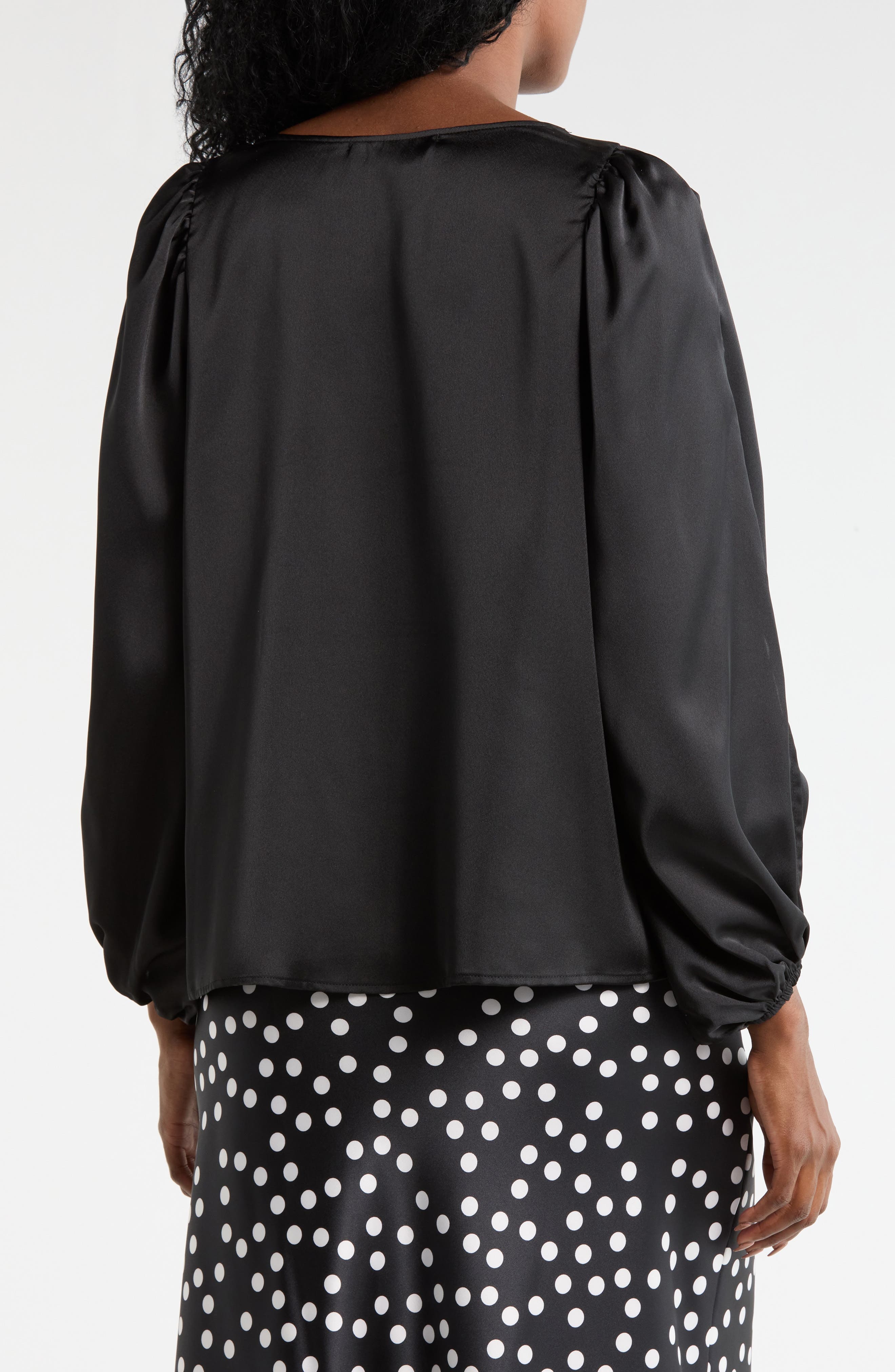 Cutout Long Sleeve Satin Top - image 2