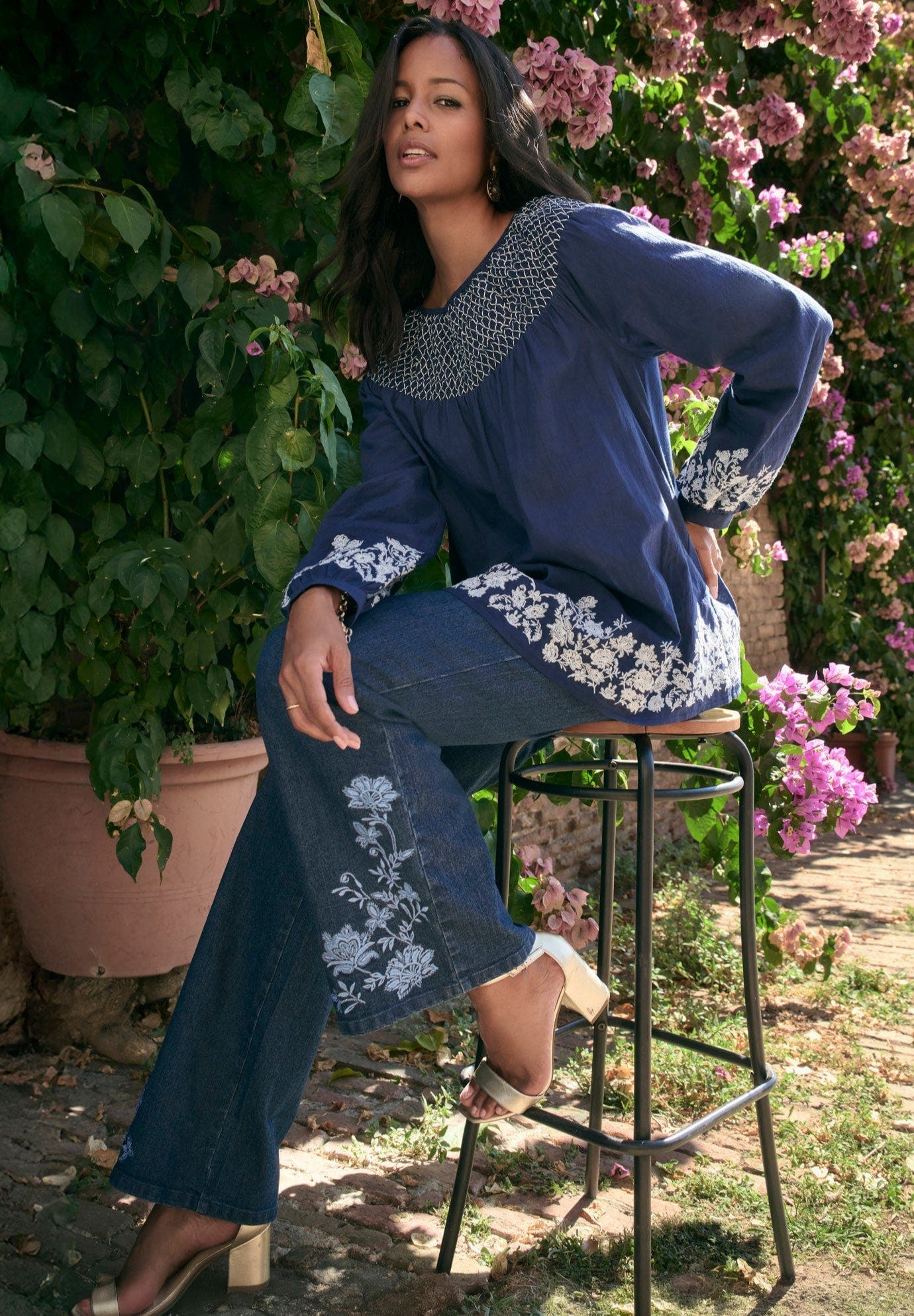 Embroidered Smocked Blouse - image 2