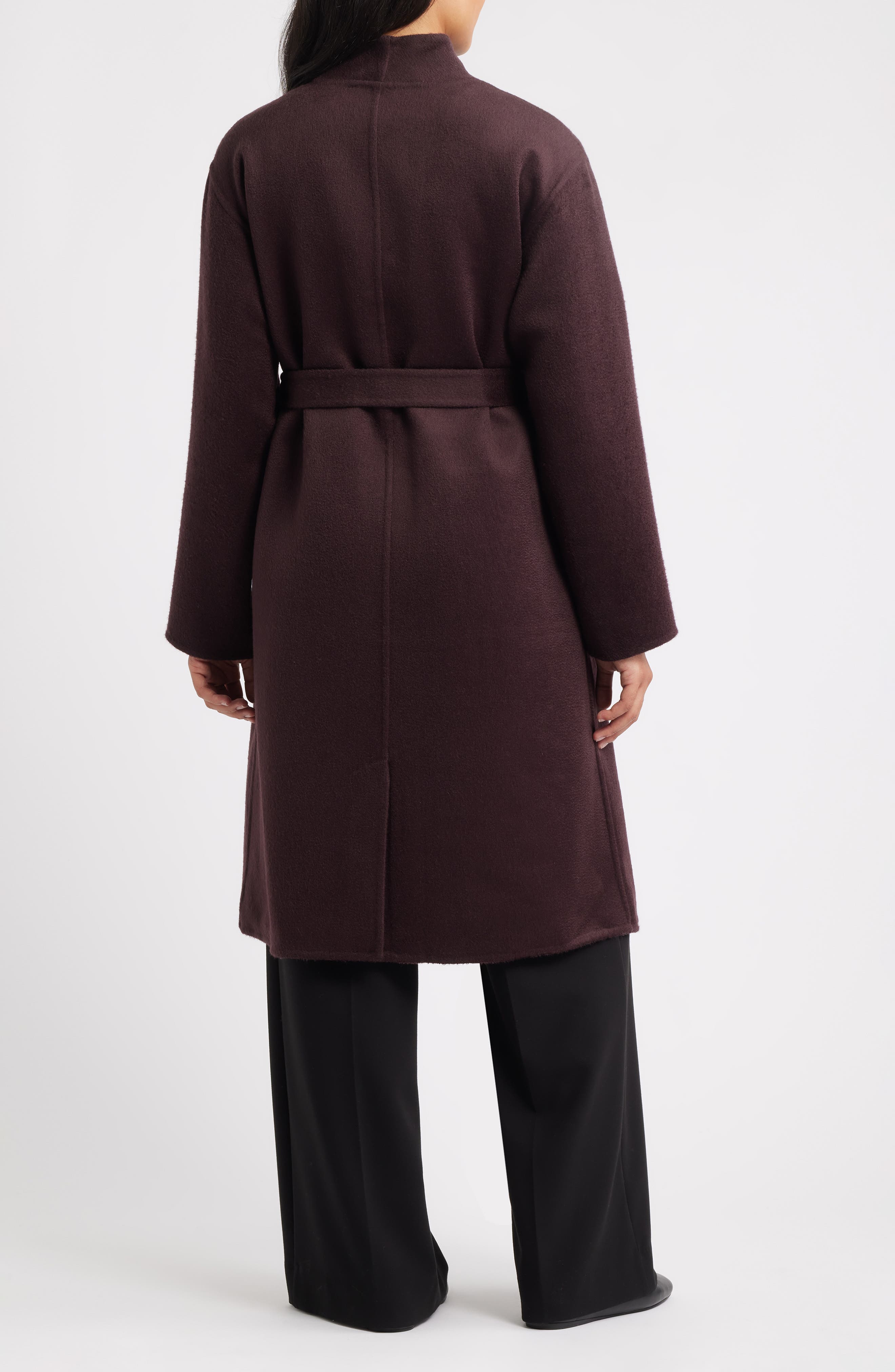 Belted Stand Collar Wool Coat - image 2