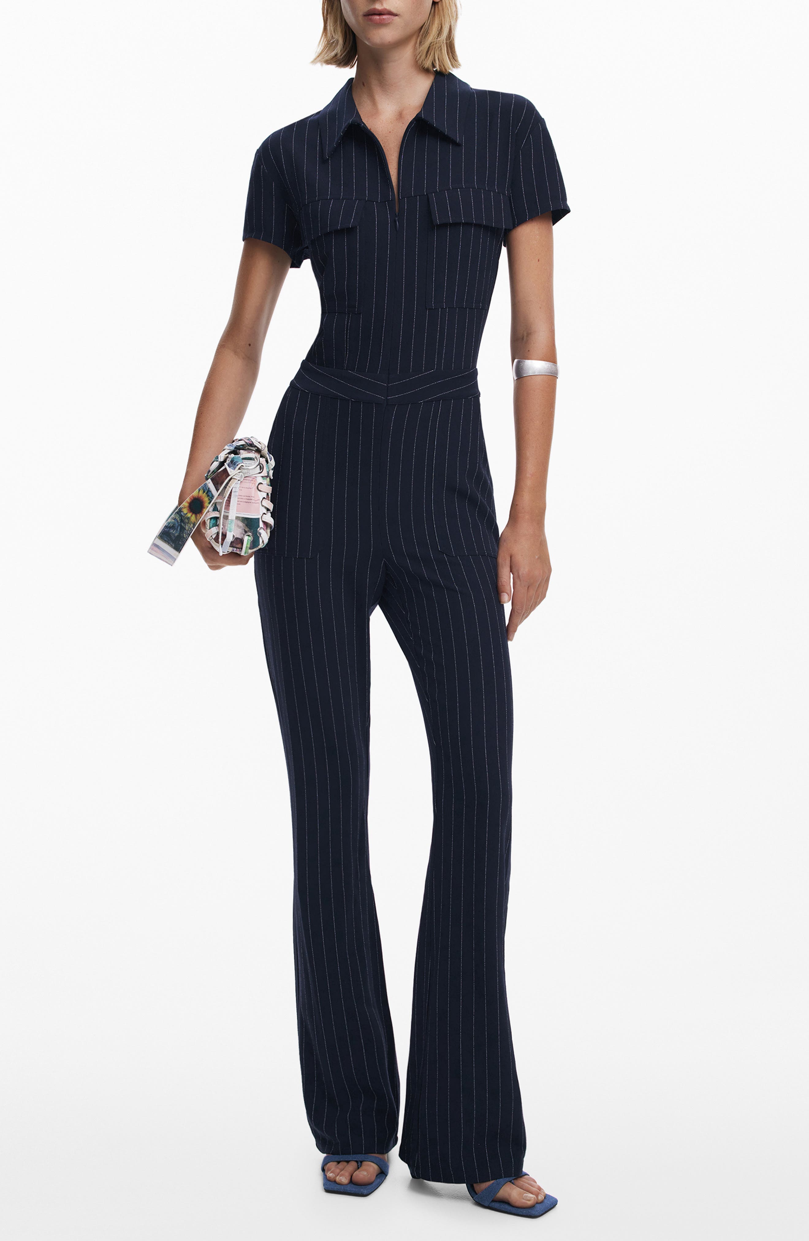 Pinstripe Bootcut Jumpsuit - image 1