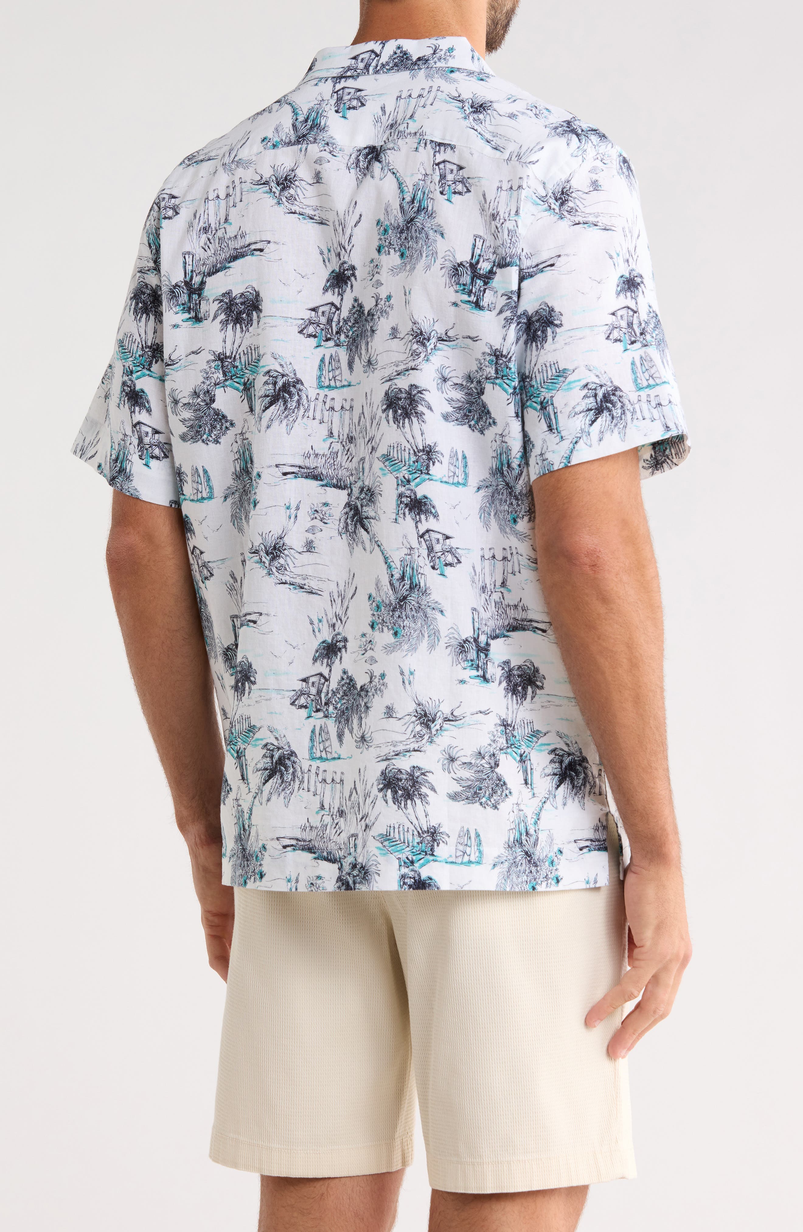 Beach Print Linen & Cotton Blend Camp Shirt - image 2