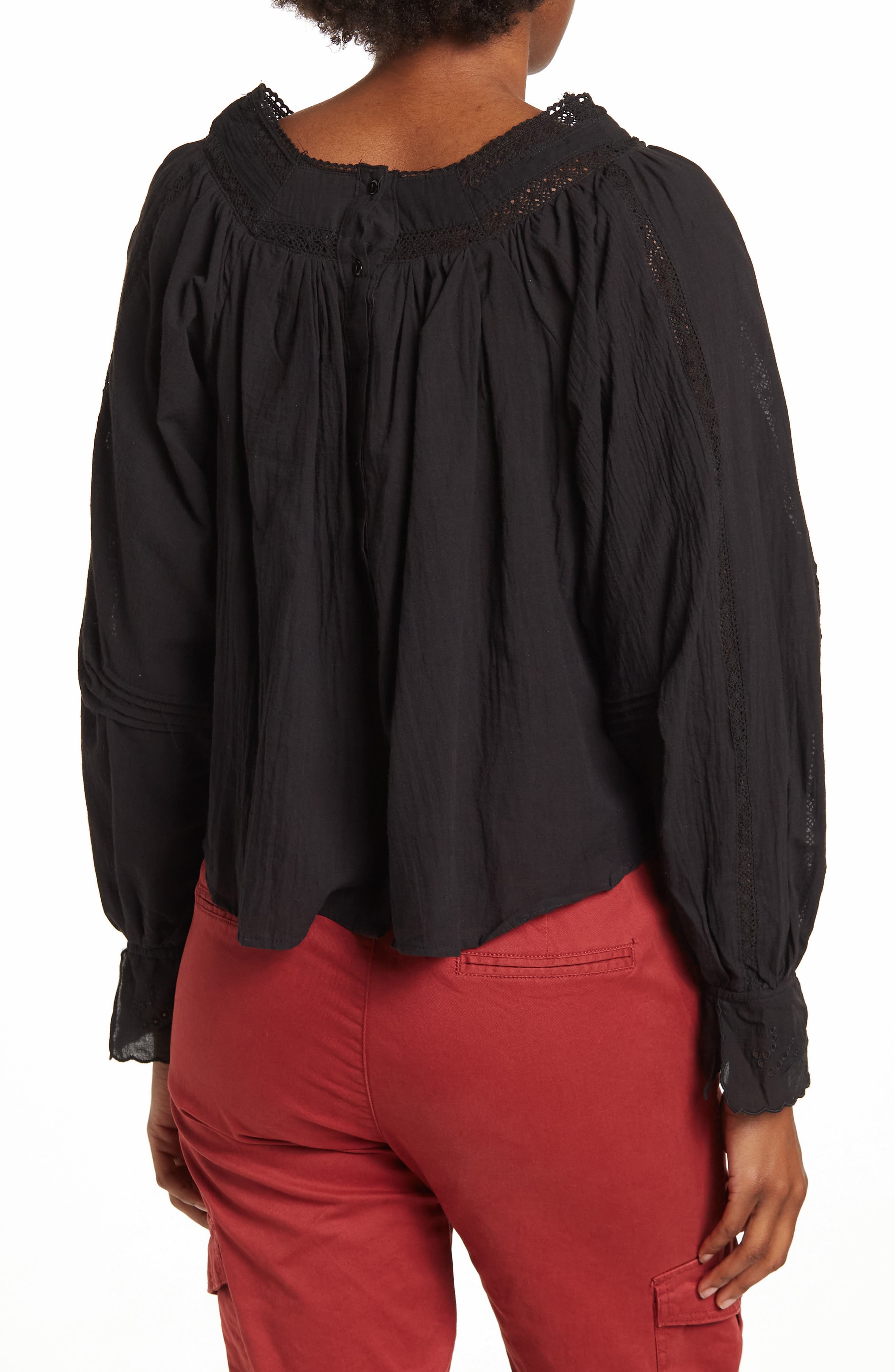 Embroidered Peasant Square Neck Top - image 2