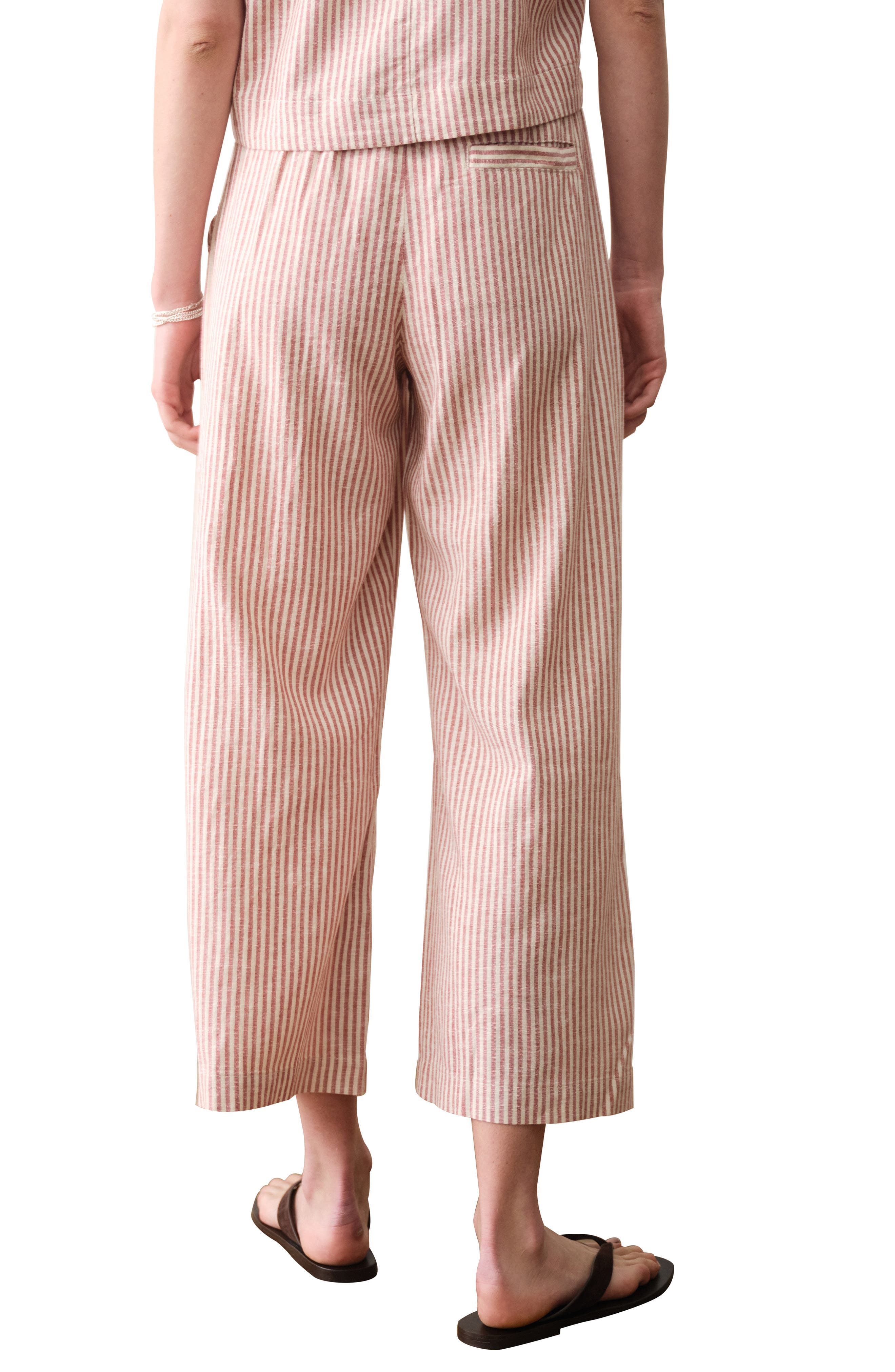 Allison Stripe Pull-On Crop Wide Leg Hemp Blend Pants - image 2