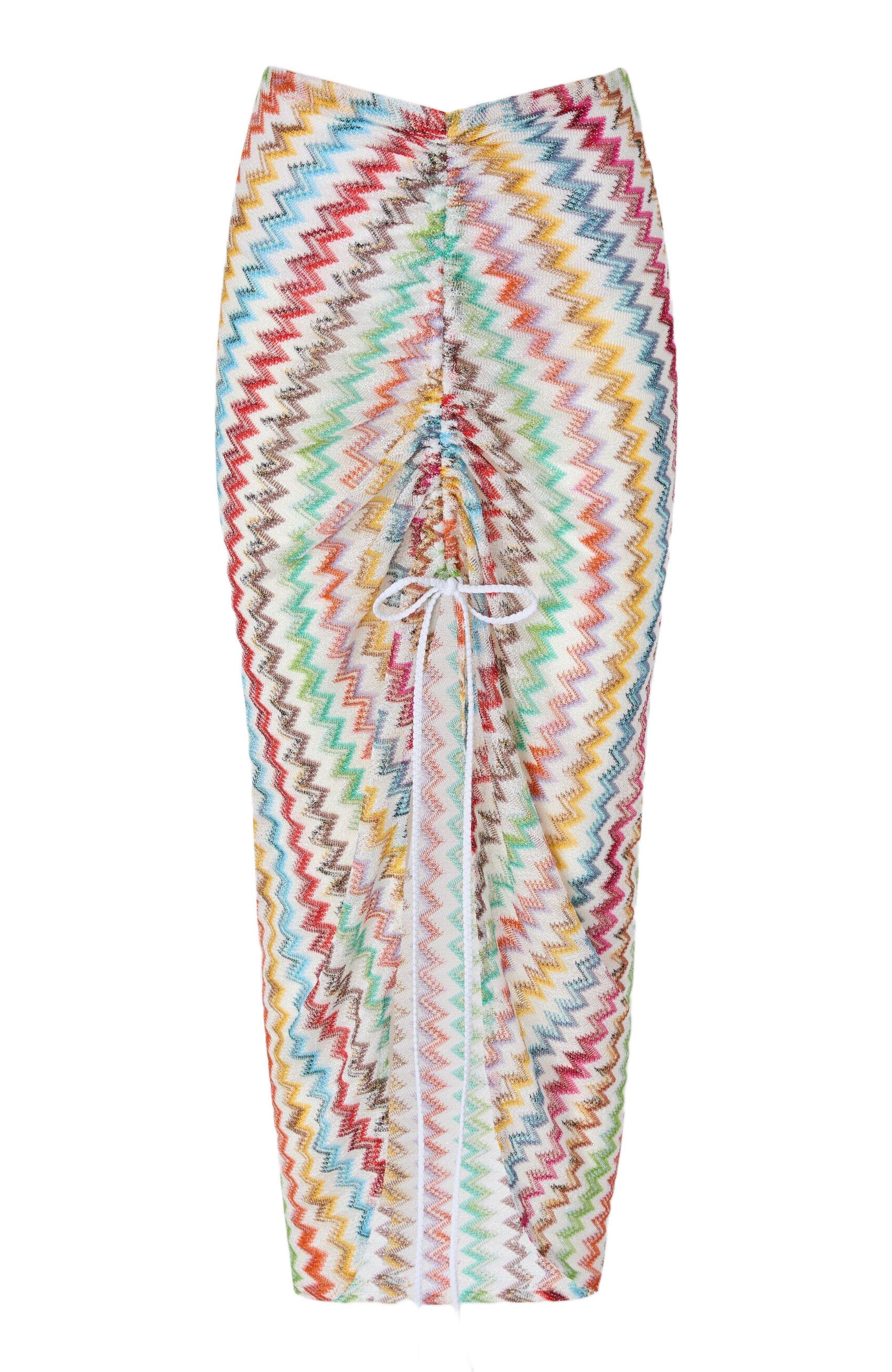 Ruched Long Skirt In Lame Viscose With Micro Zigzag Pattern - image 2