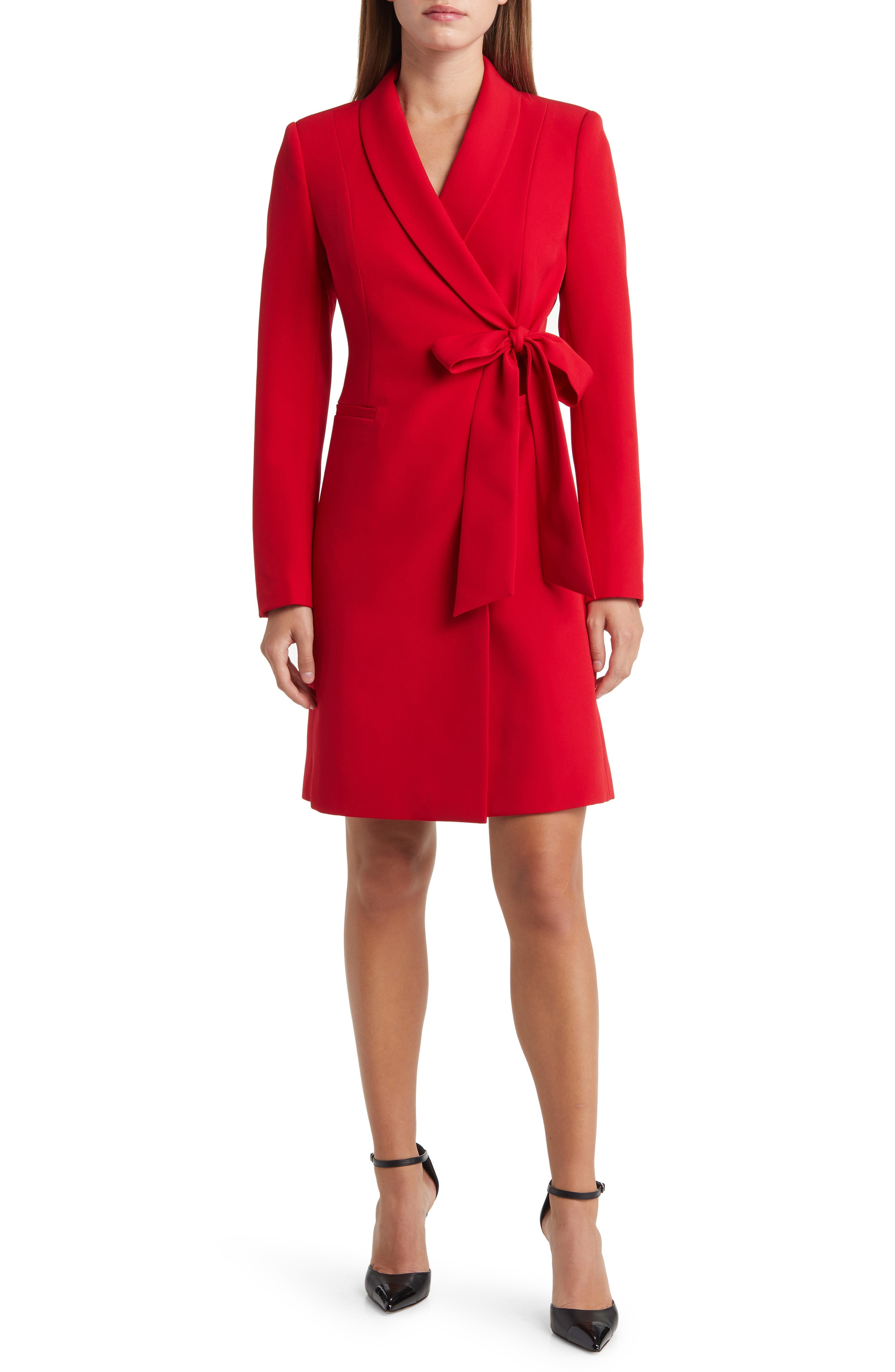 Side Tie Long Sleeve Wrap Coat Dress - image 1