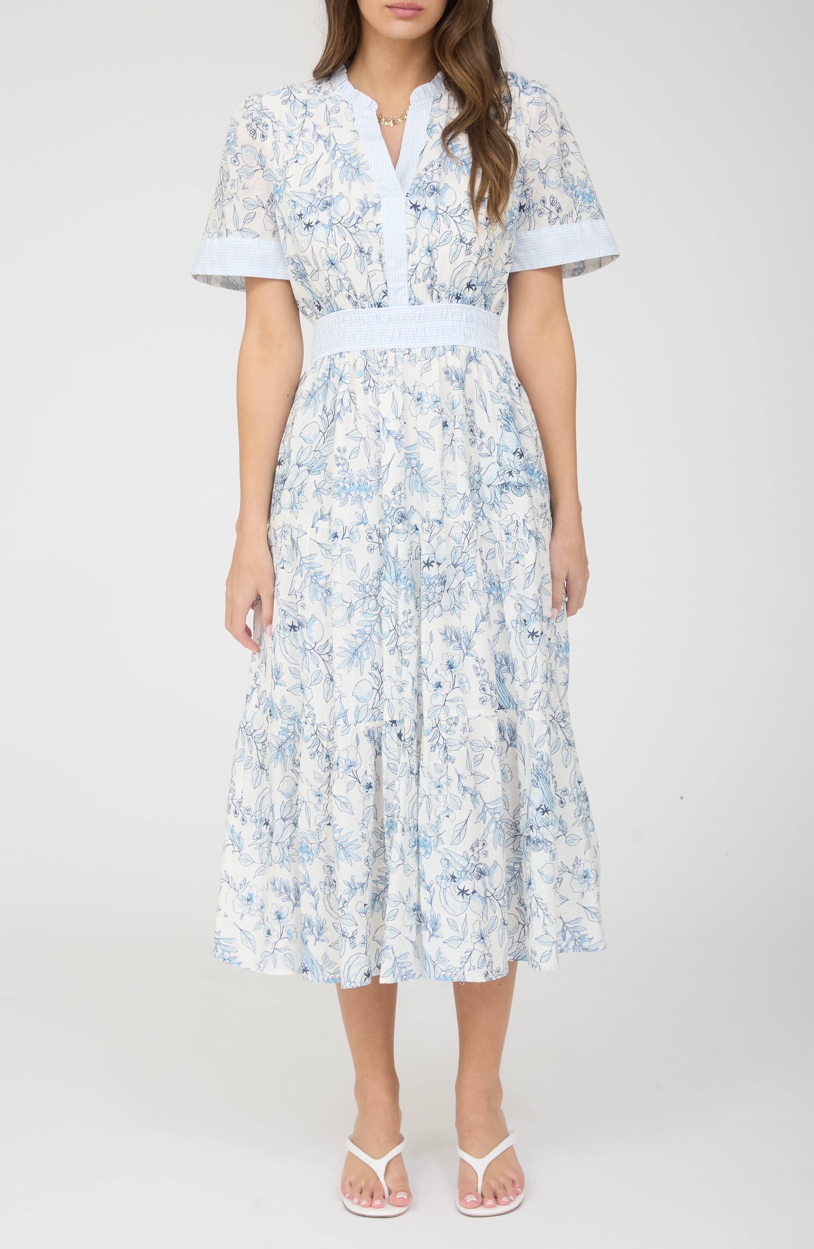 Floral Short Sleeve Midi Dress - image 1