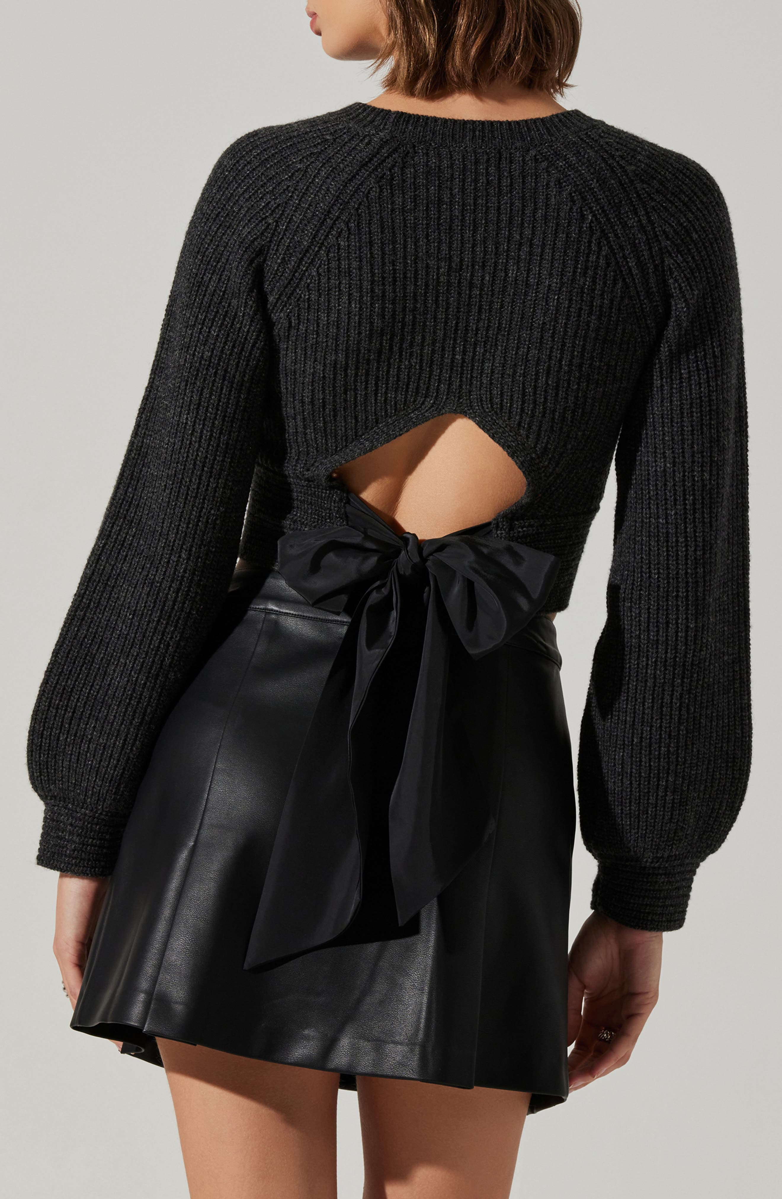 Eila Bow Back Wool Blend Crop Sweater - image 2
