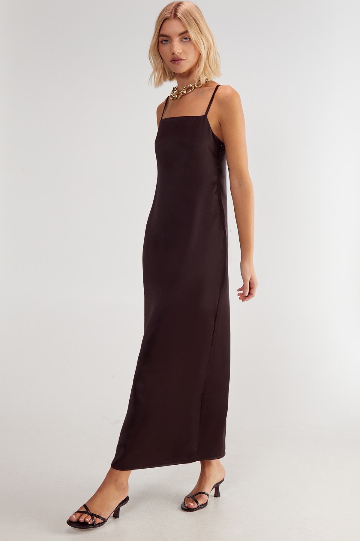 Satin Square Neck Maxi Slip Dress - image 1