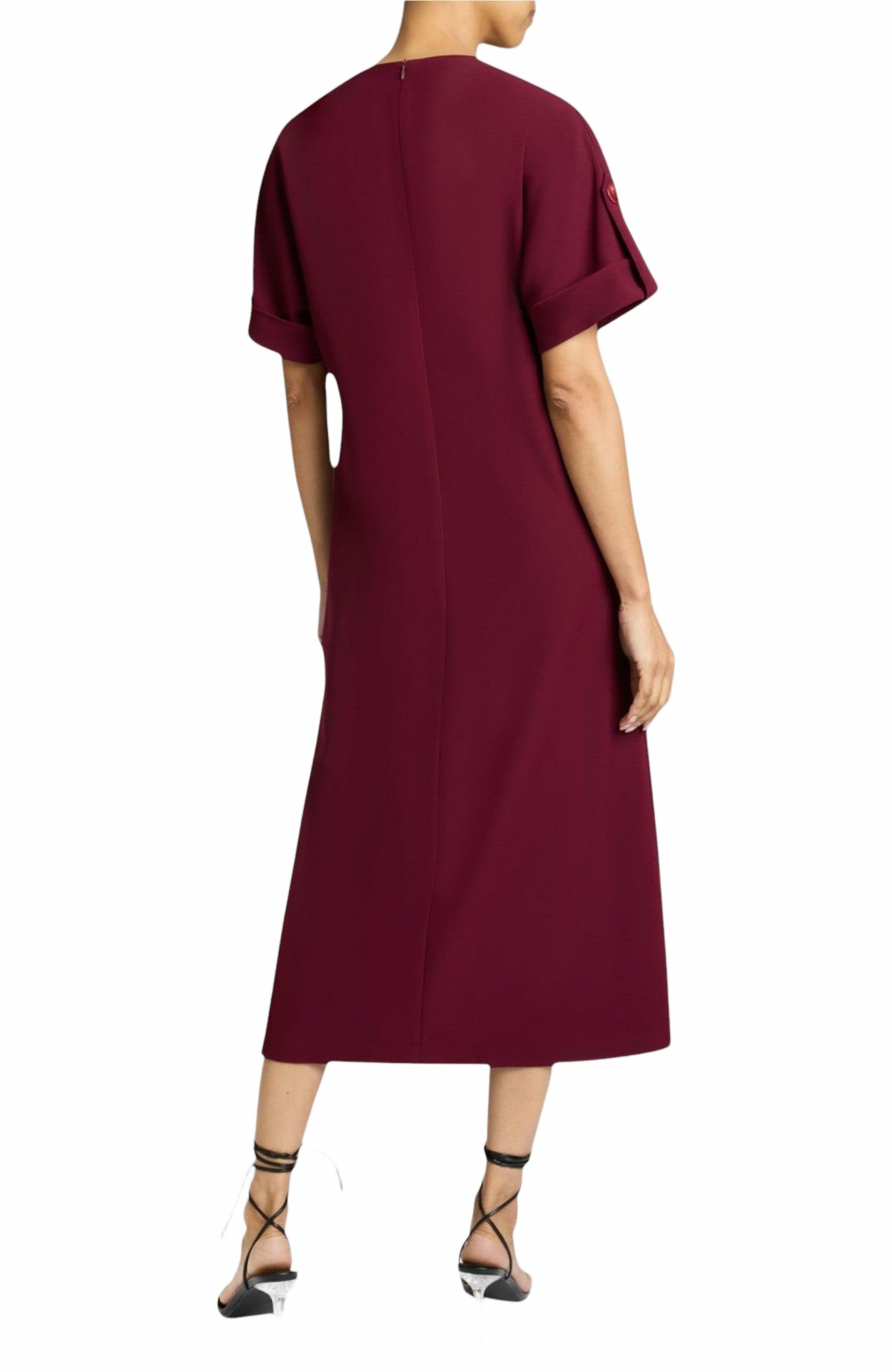 SERAFINA Short Sleeve Midi Shift Dress with Side Skirt Buttons in Soft Stretch Crepe - image 2