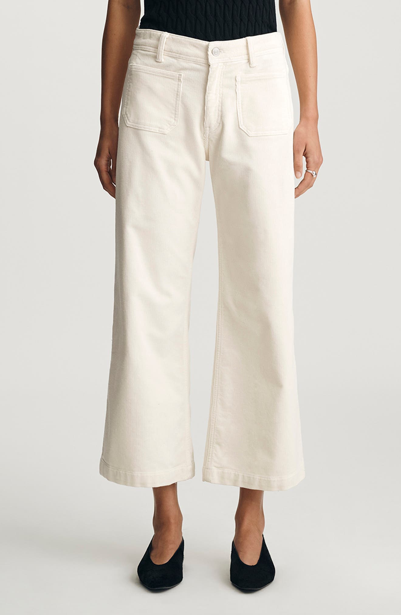 Paloma Marine Patch Pocket Ankle Wide Leg Corduroy Pants