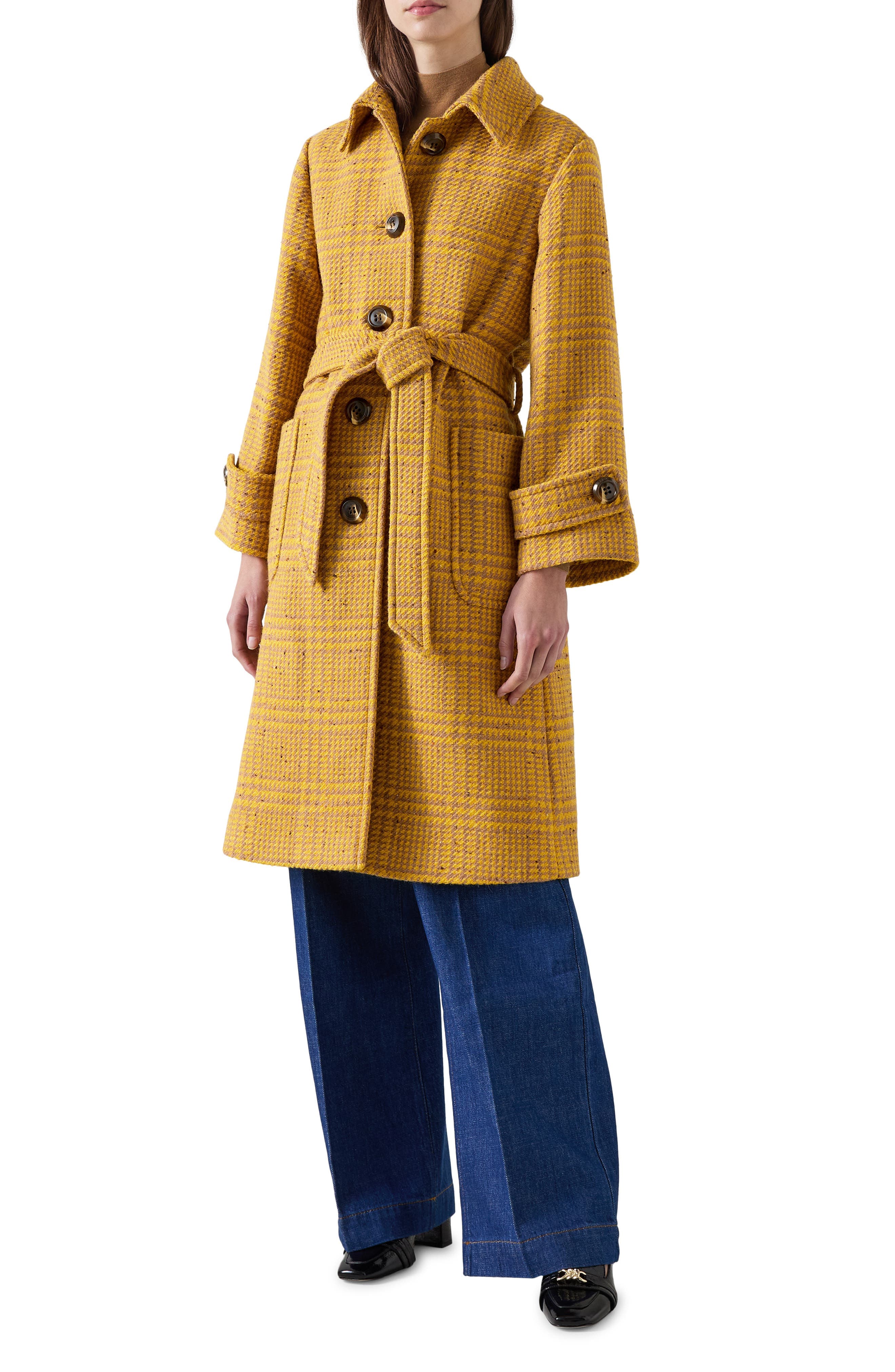 Blythe Check Stretch Wool Blend Coat - image 1
