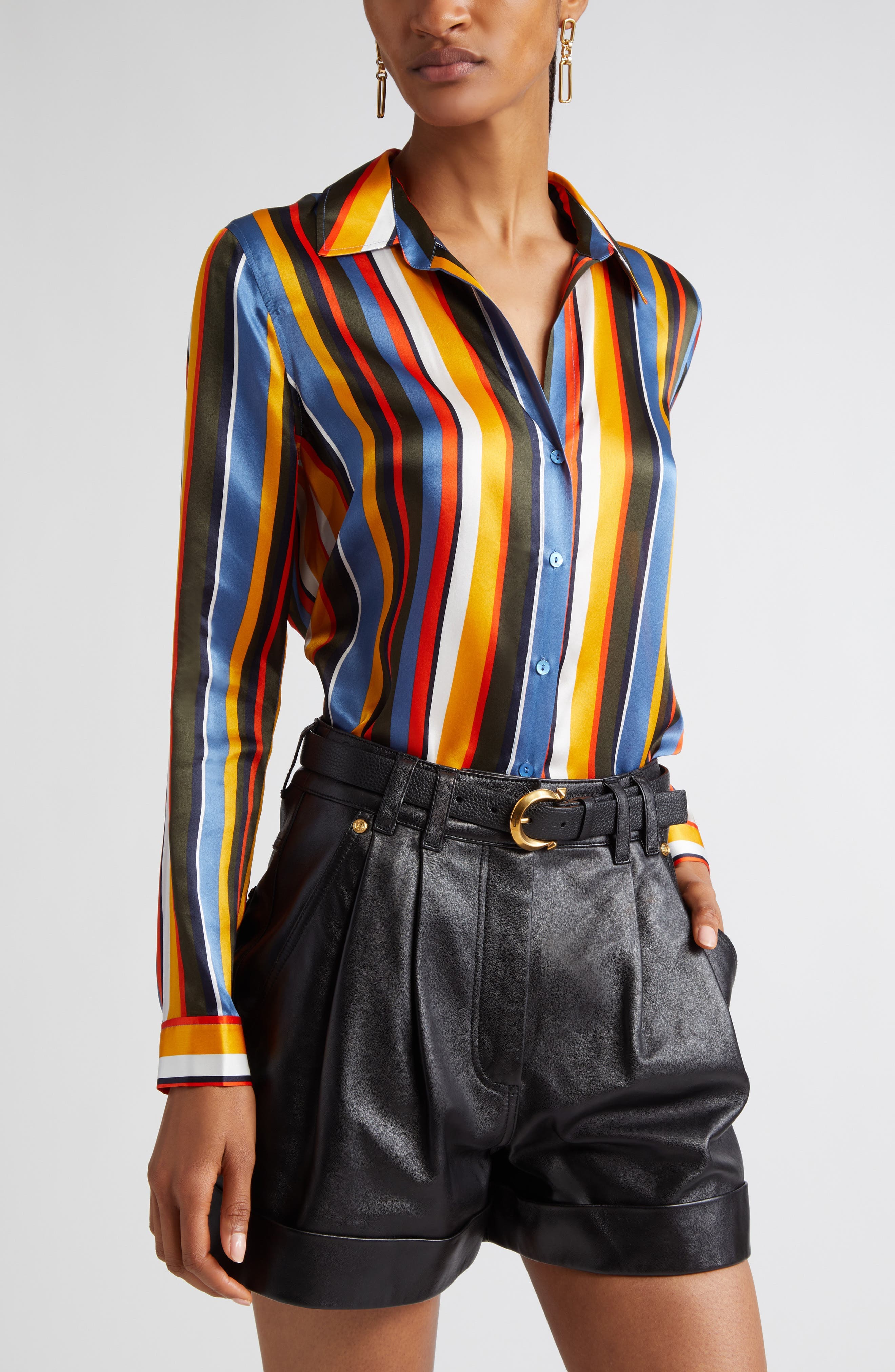 Tyler Stripe Silk Shirt - image 1