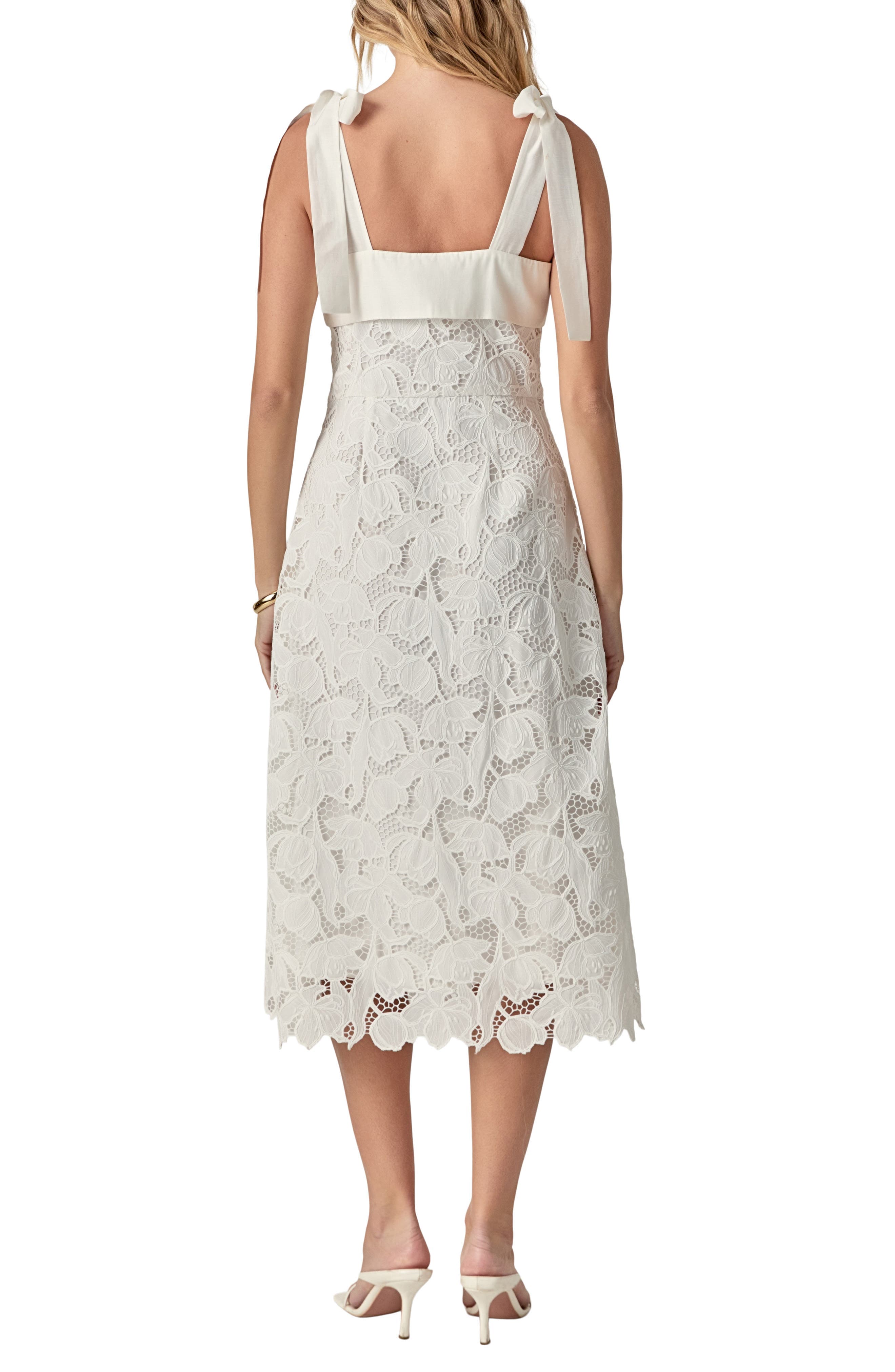 Tie Strap Lace Midi Dress - image 2