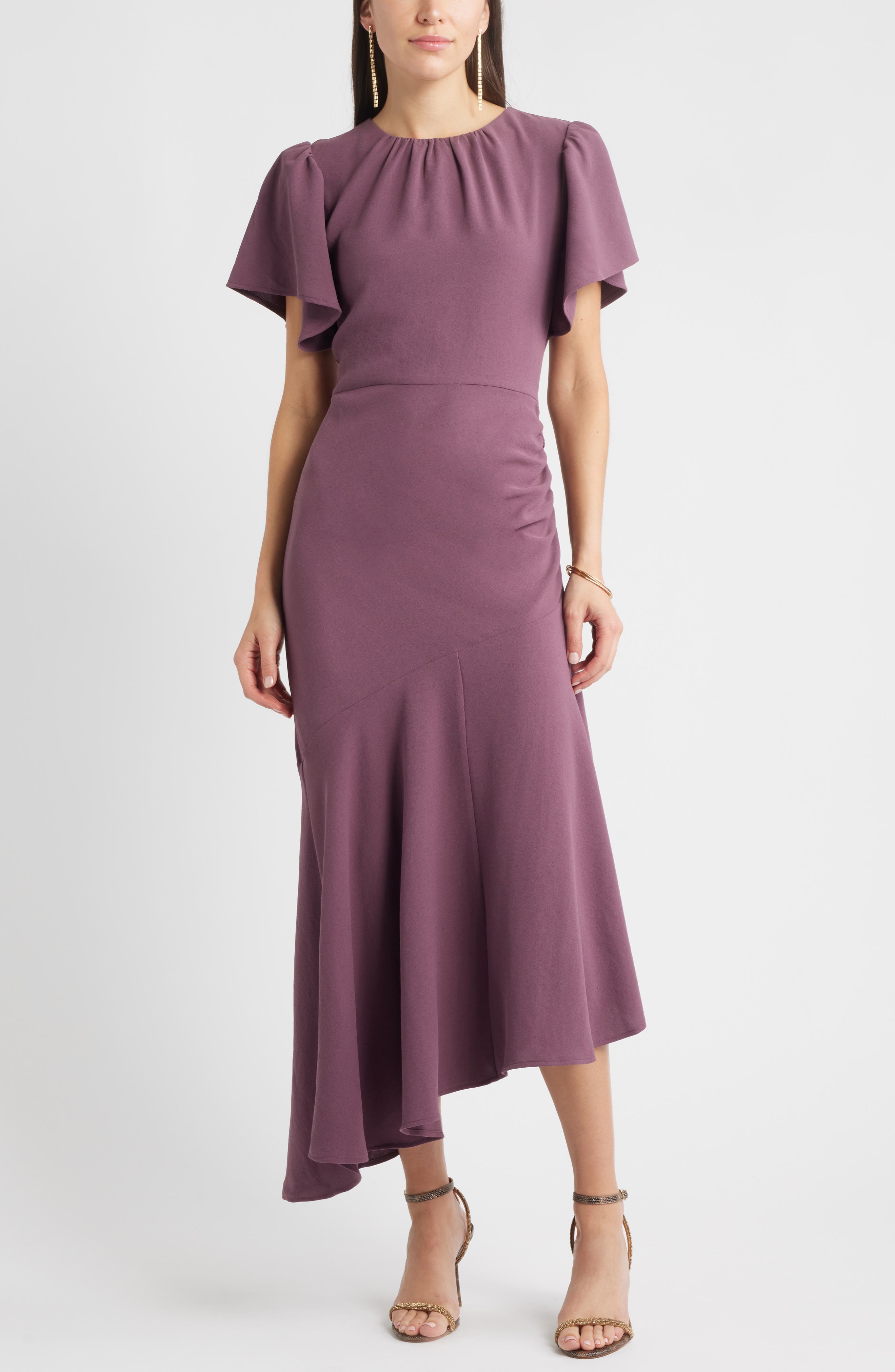 Asymmetric Crepe Maxi Dress - image 3