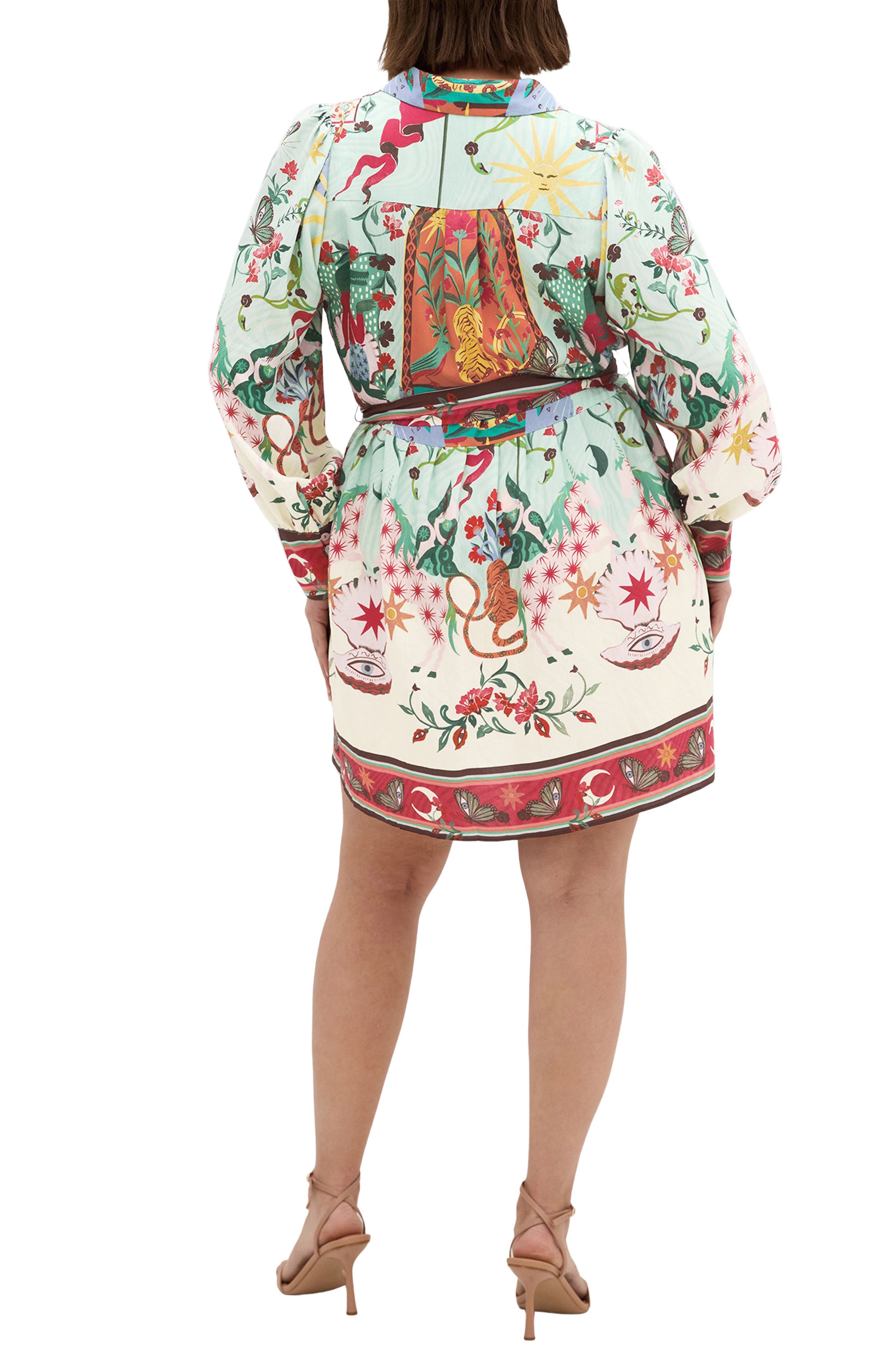 Ezra Mixed Print Long Sleeve Shirtdress - image 2