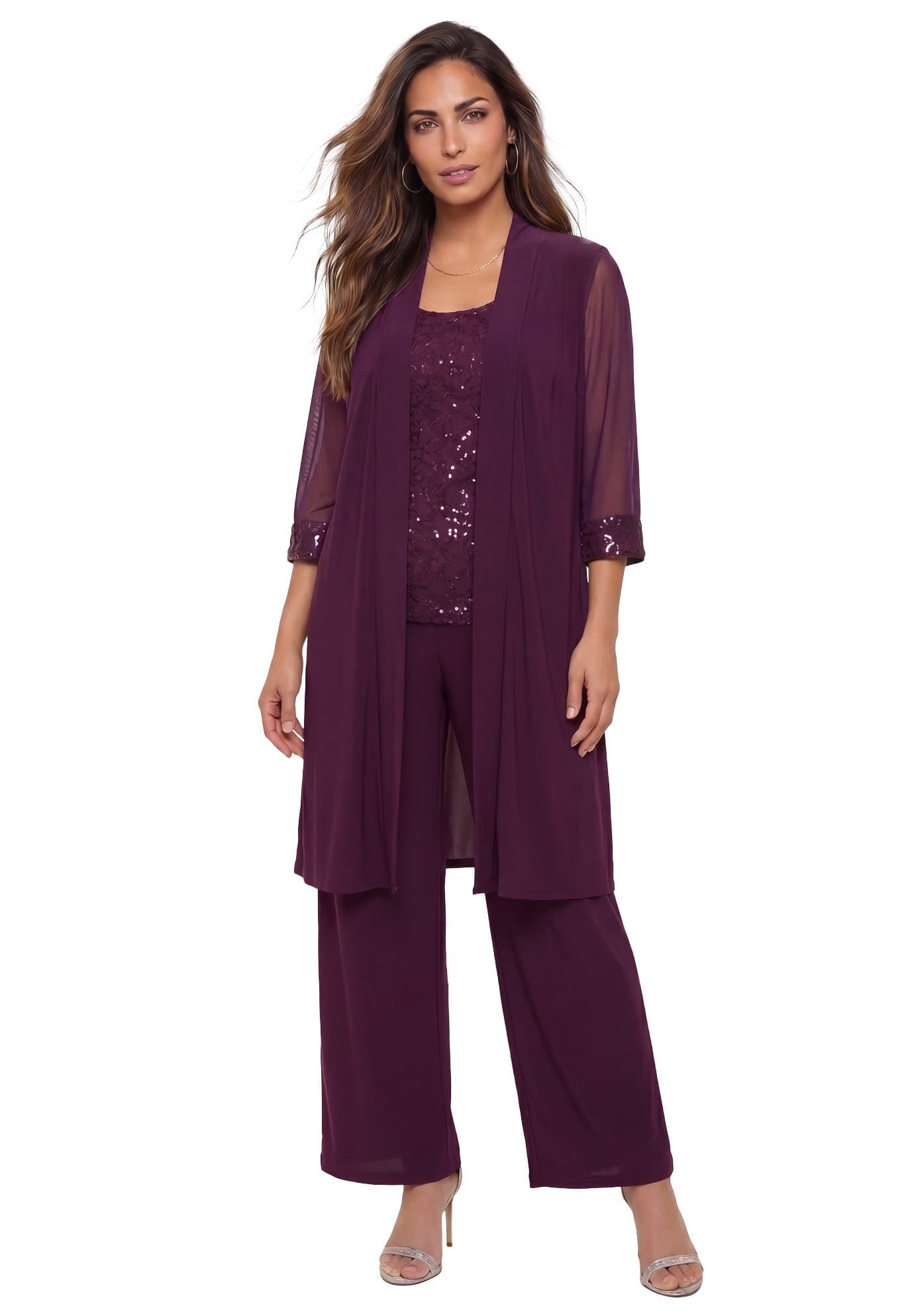 Plus-Size 3 Piece Knit Embellished Pant Set - image 5