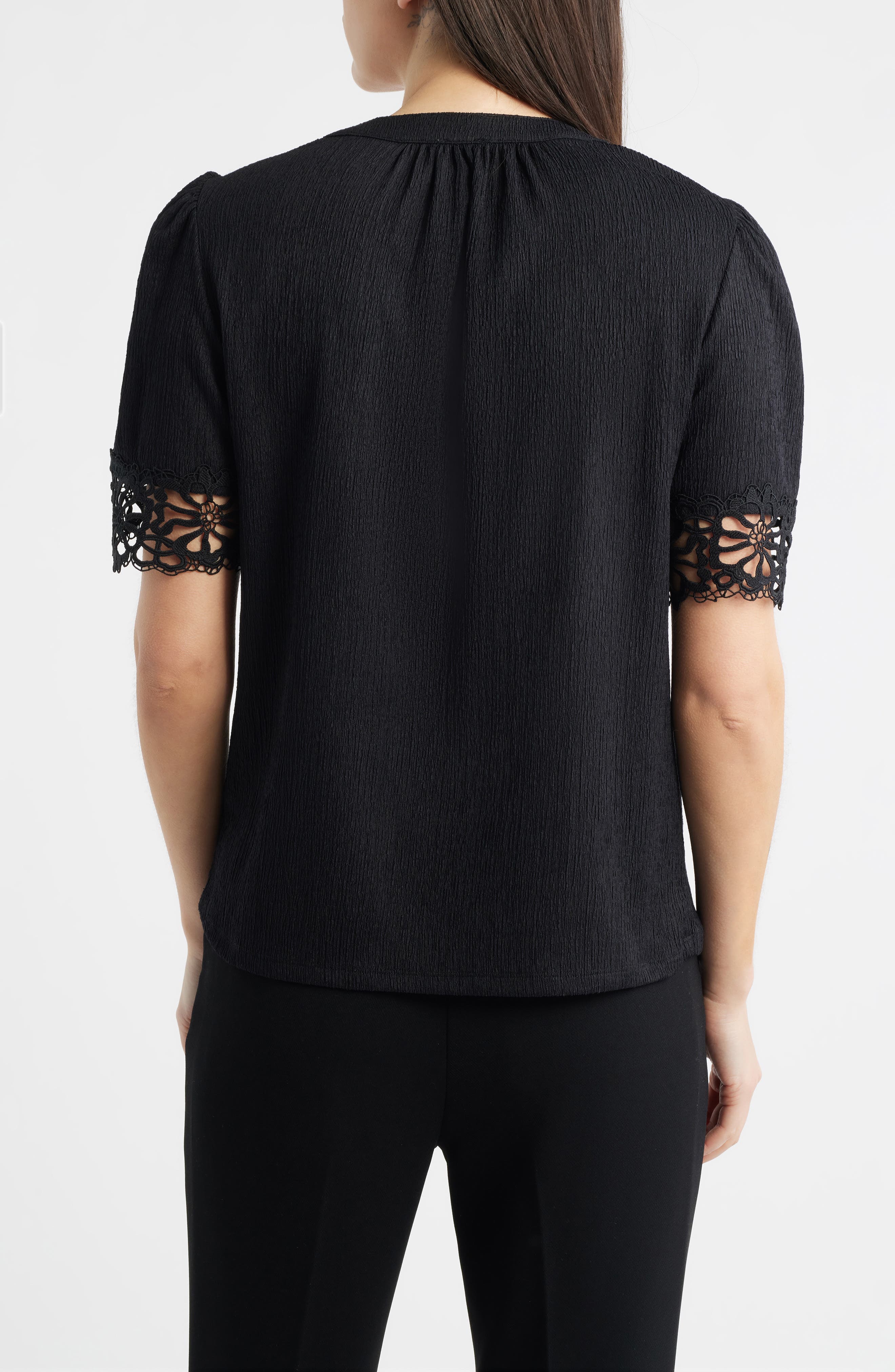 Lace Trim Crinkle Top - image 2