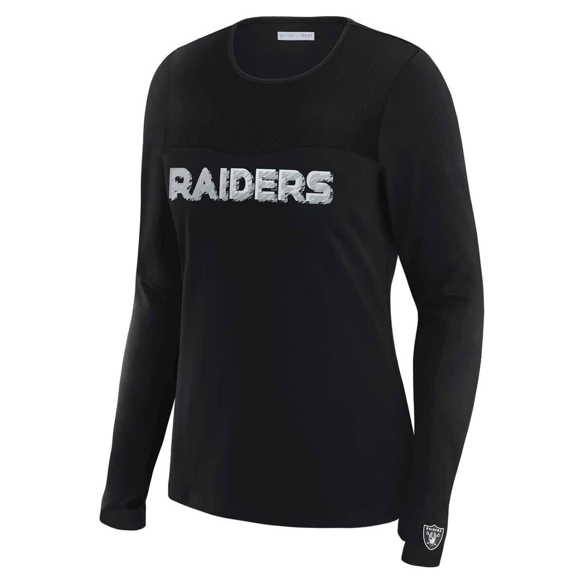 Women's WEAR by Erin Andrews x Gracie Hunt Black Las Vegas Raiders Mesh Panel Long Sleeve T-Shirt - image 2