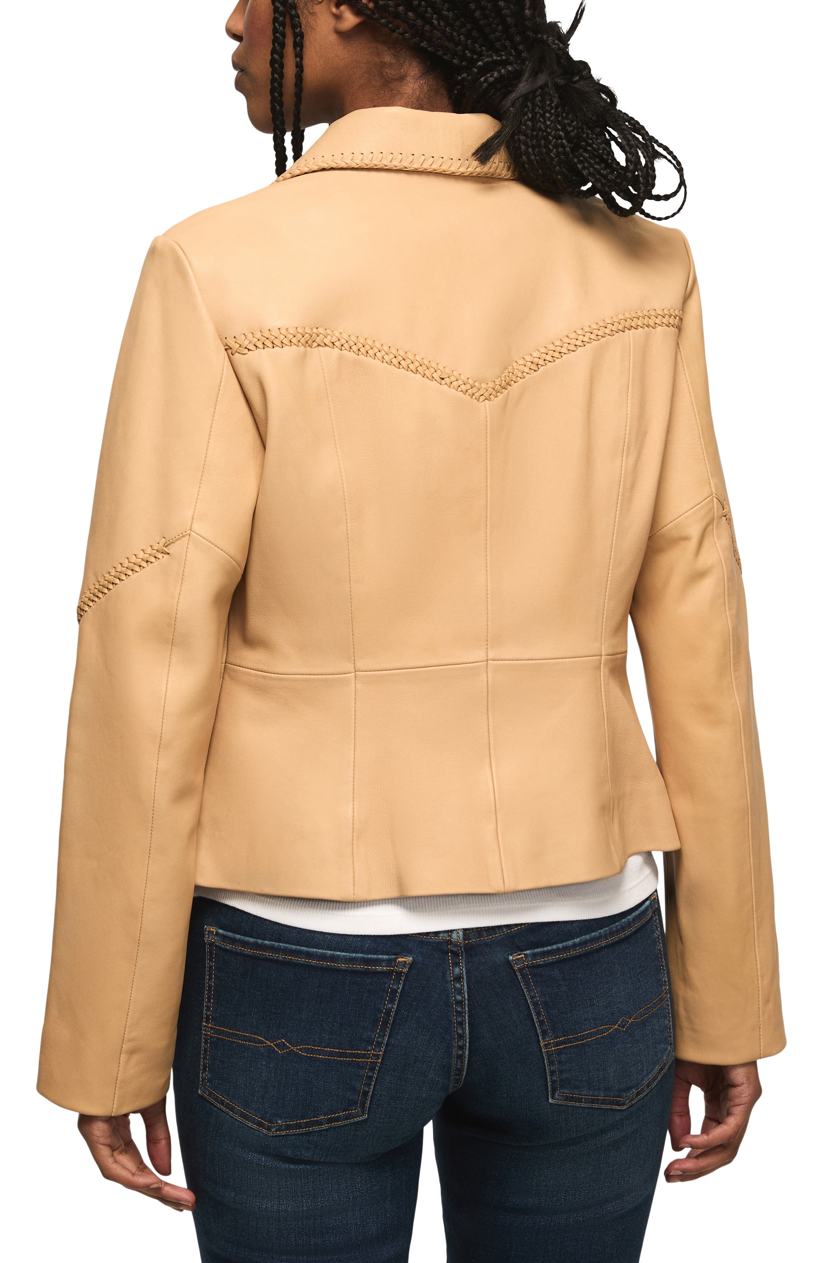Festival Braided Seamed Leather Jacket - image 2