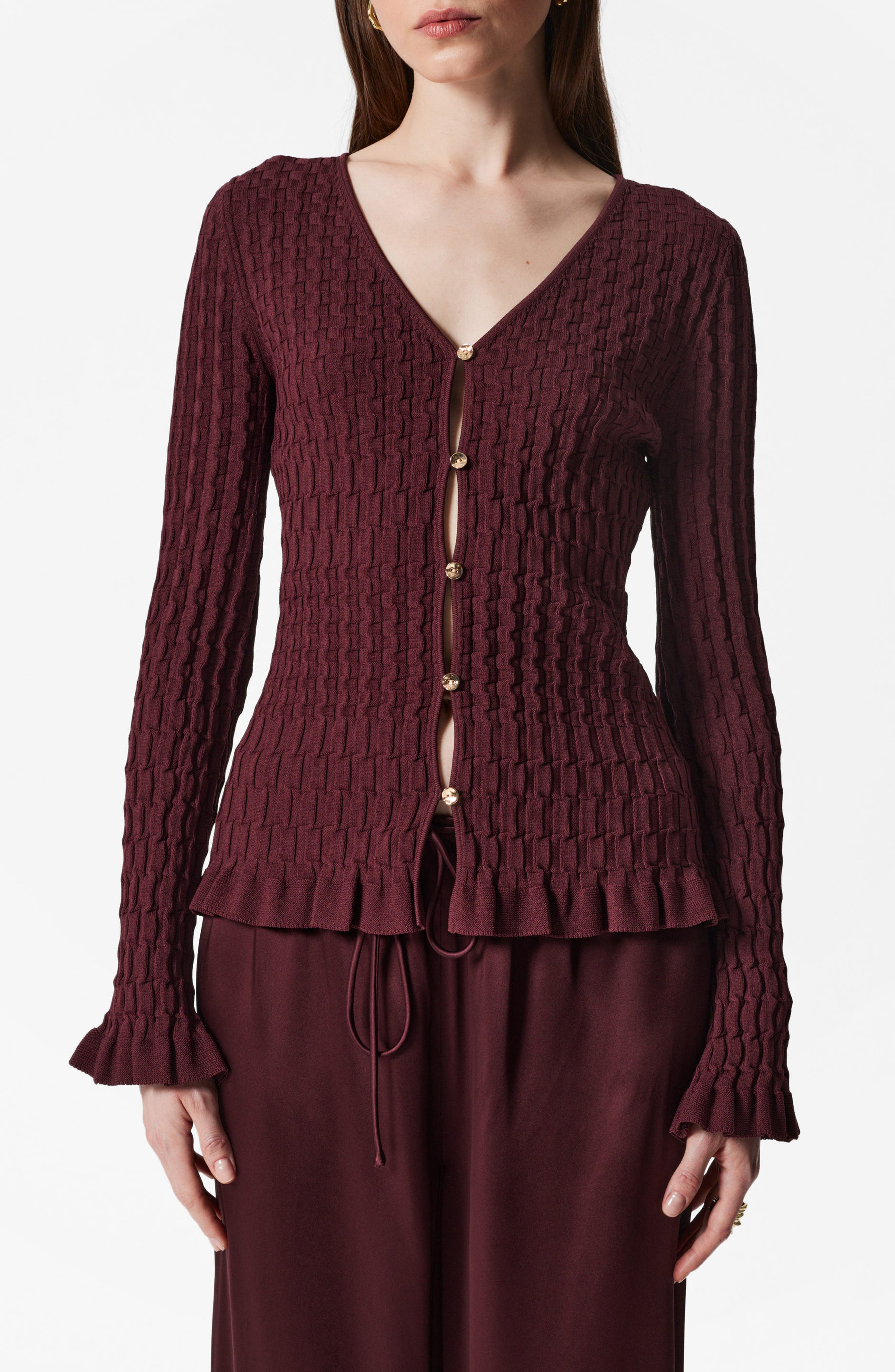 Textured Bell Sleeve Cardigan - image 1