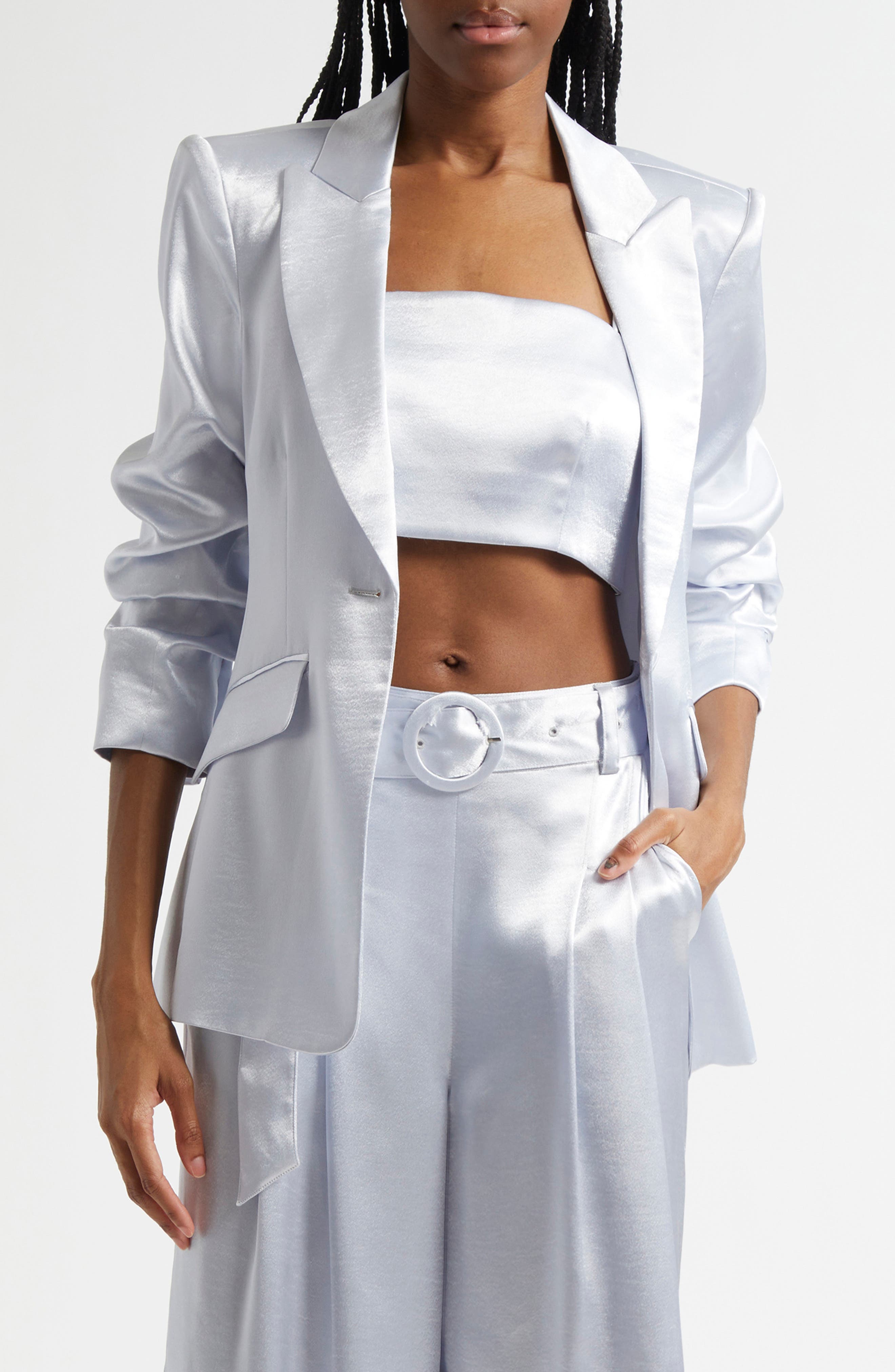 Cheyenne Hammered Satin Scrunch Sleeve Jacket