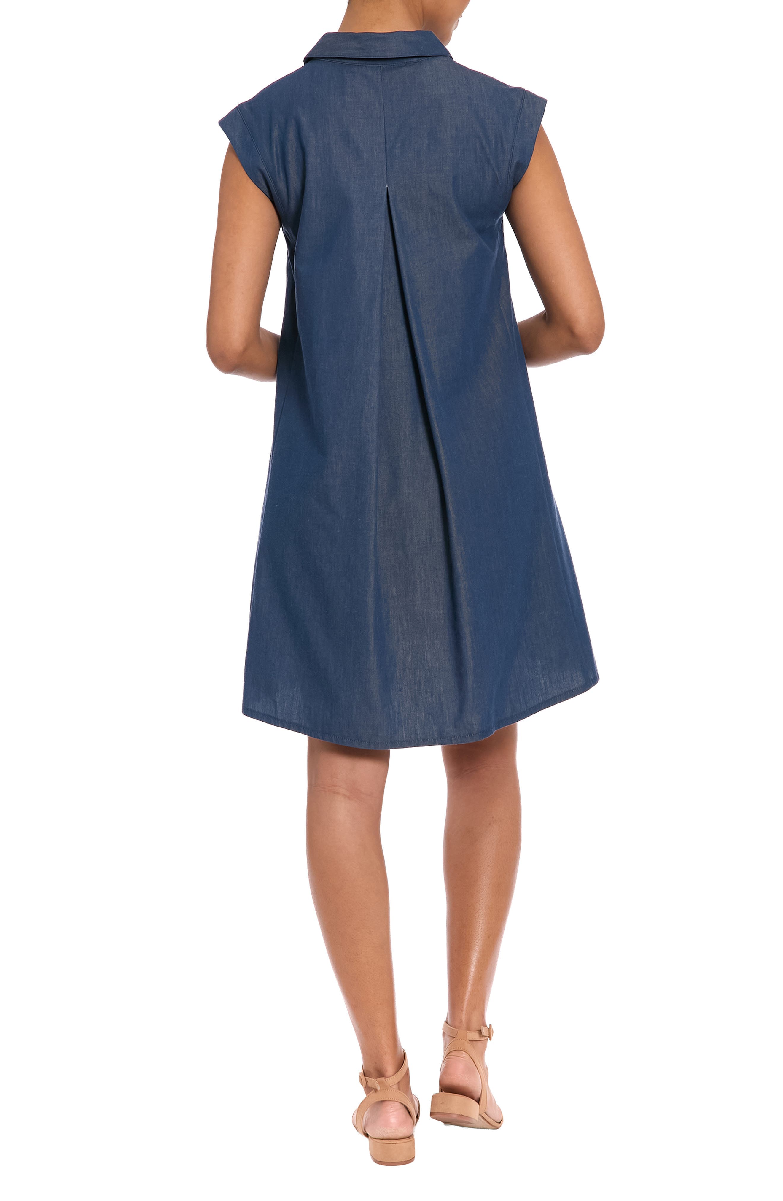 Cap Sleeve Denim A-Line Dress - image 2