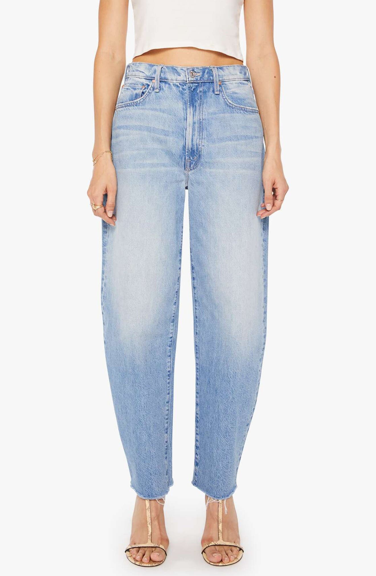The Fan Girl Hover Fray Hem Barrel Jeans - image 1