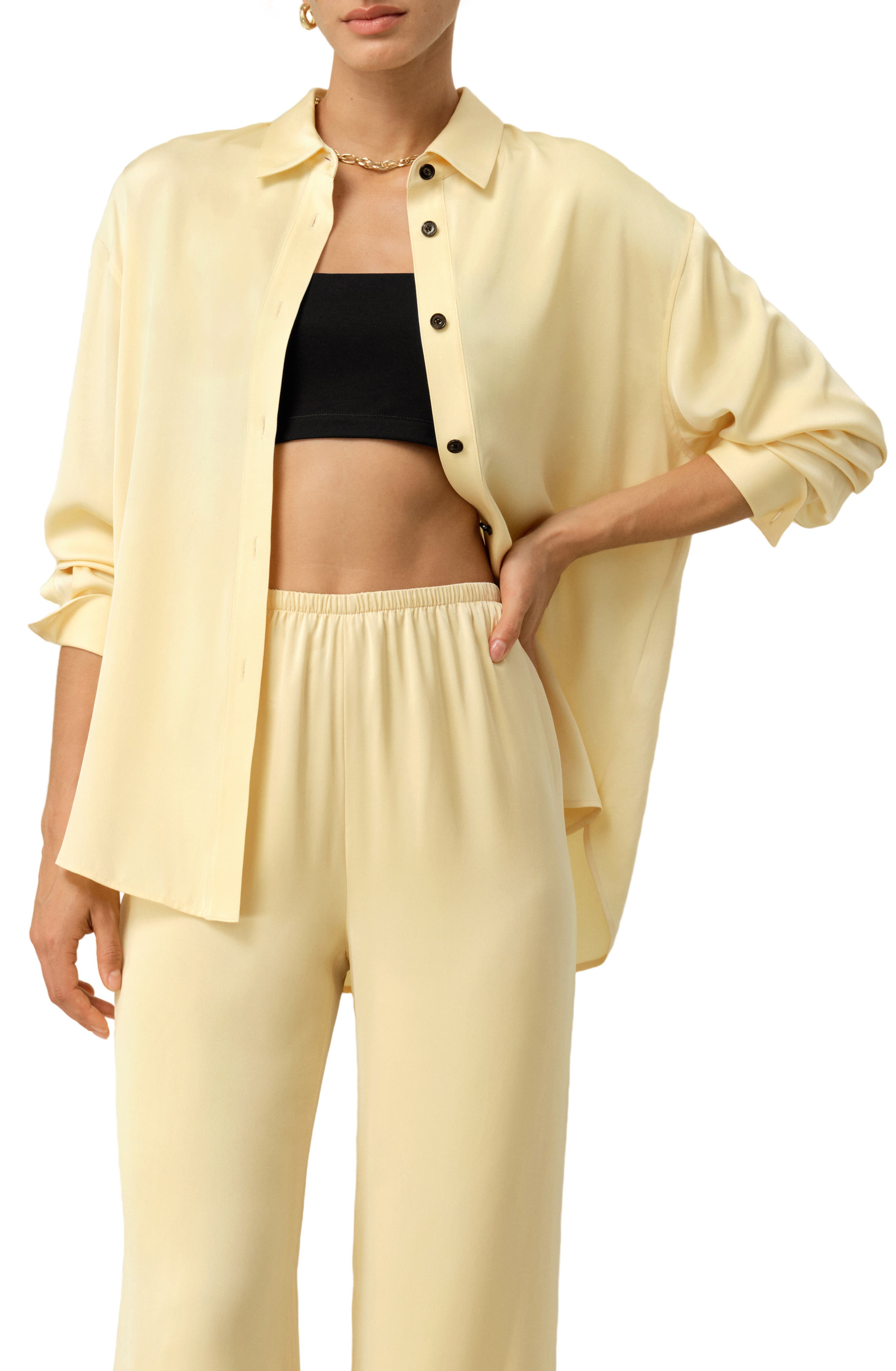 Stretch Double Georgette Oversized Shirt - image 1