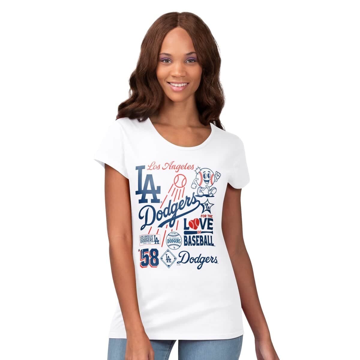 Women's G-III 4Her by Carl Banks White Los Angeles Dodgers Endzone Collage T-Shirt - image 1