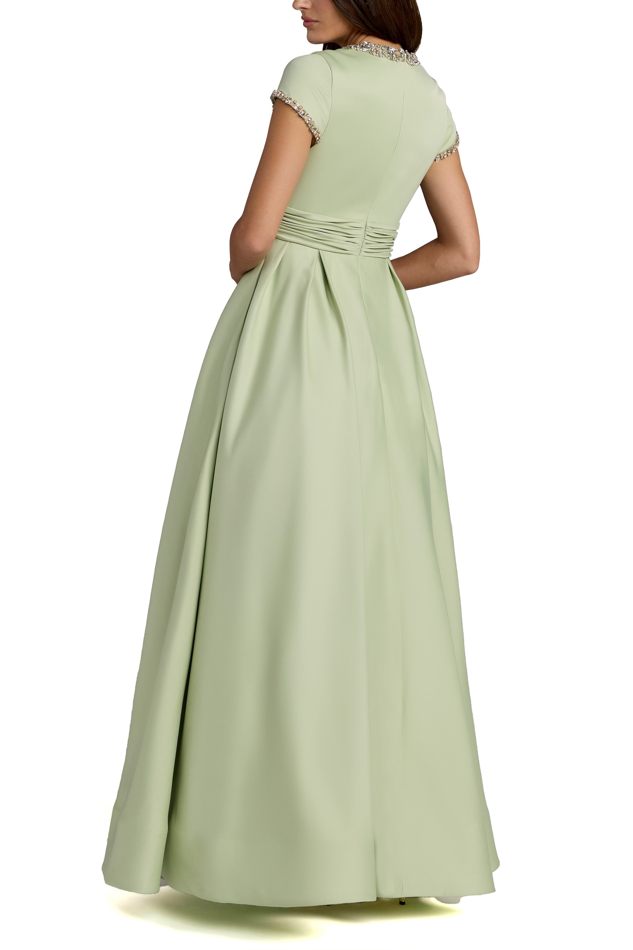 Petite Embellished Satin Cap Sleeve Ball Gown - image 2
