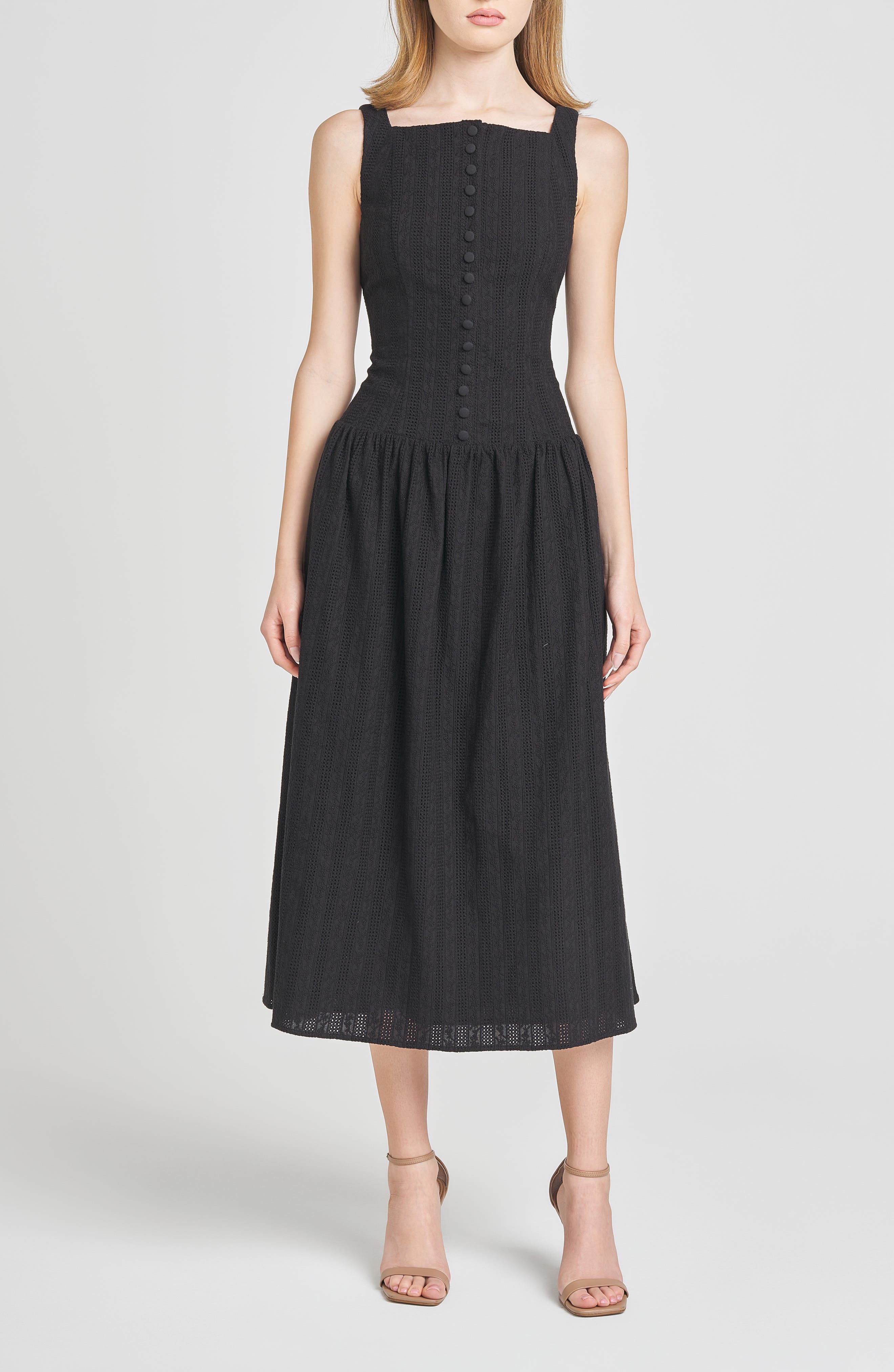 Eve Eyelet Embroidery A-Line Midi Dress - image 1