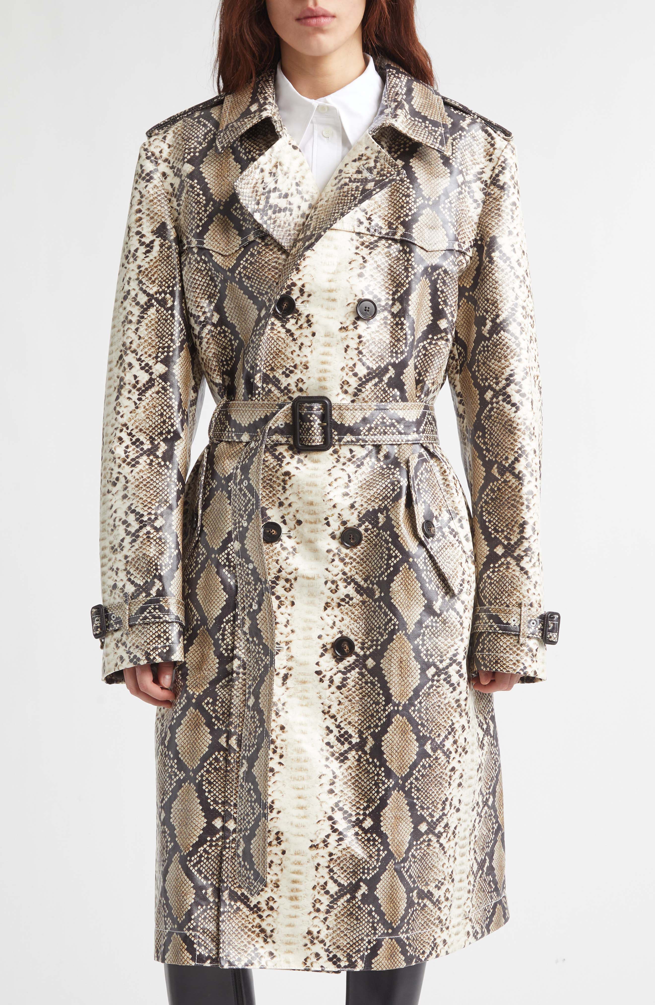 Foxfield Snakeskin Print Coated Trench Coat - image 1