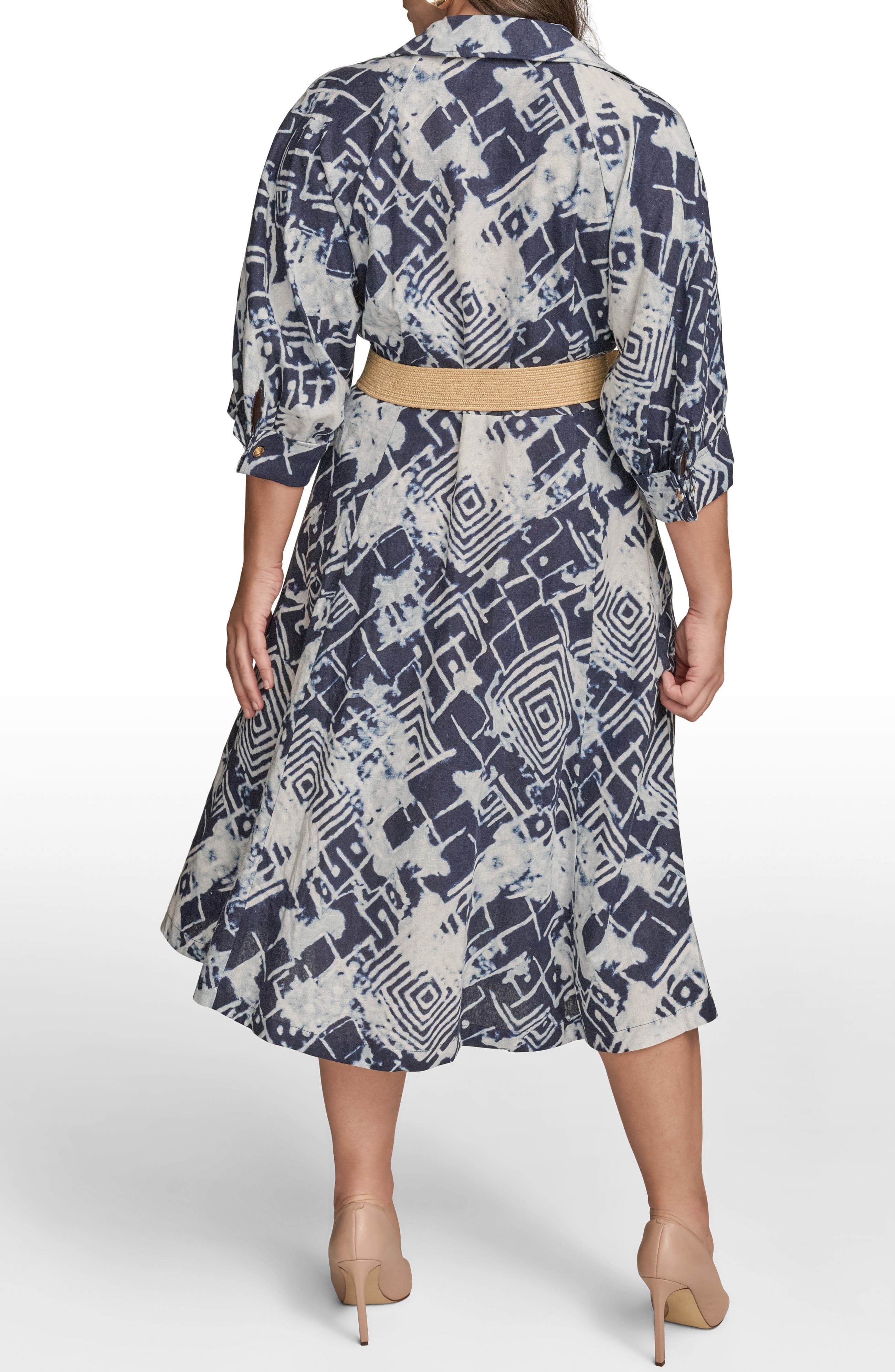 Belted Linen Blend Midi Dress - image 2