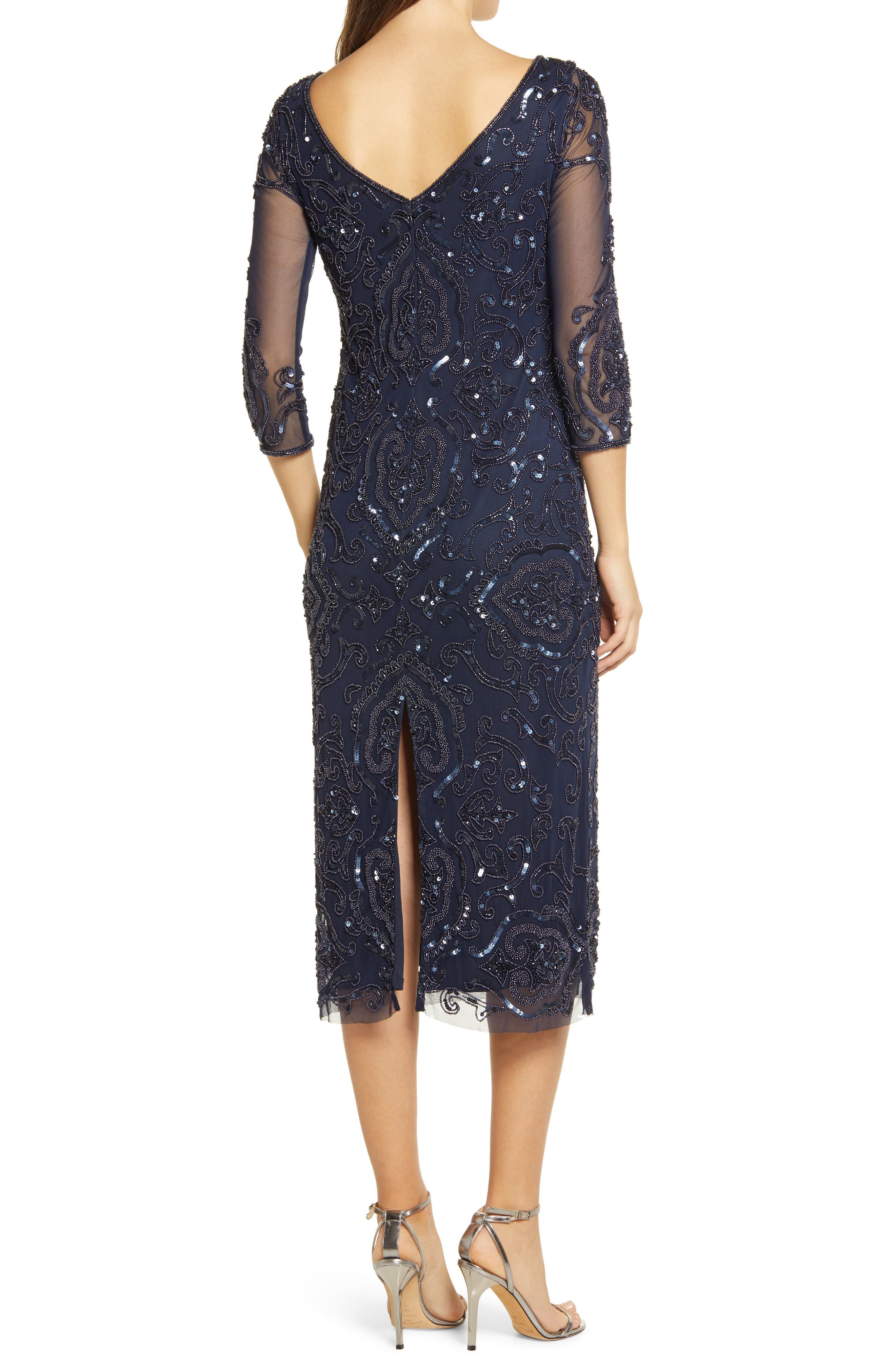 Sequin & Beaded Cocktail Sheath Dress - image 2