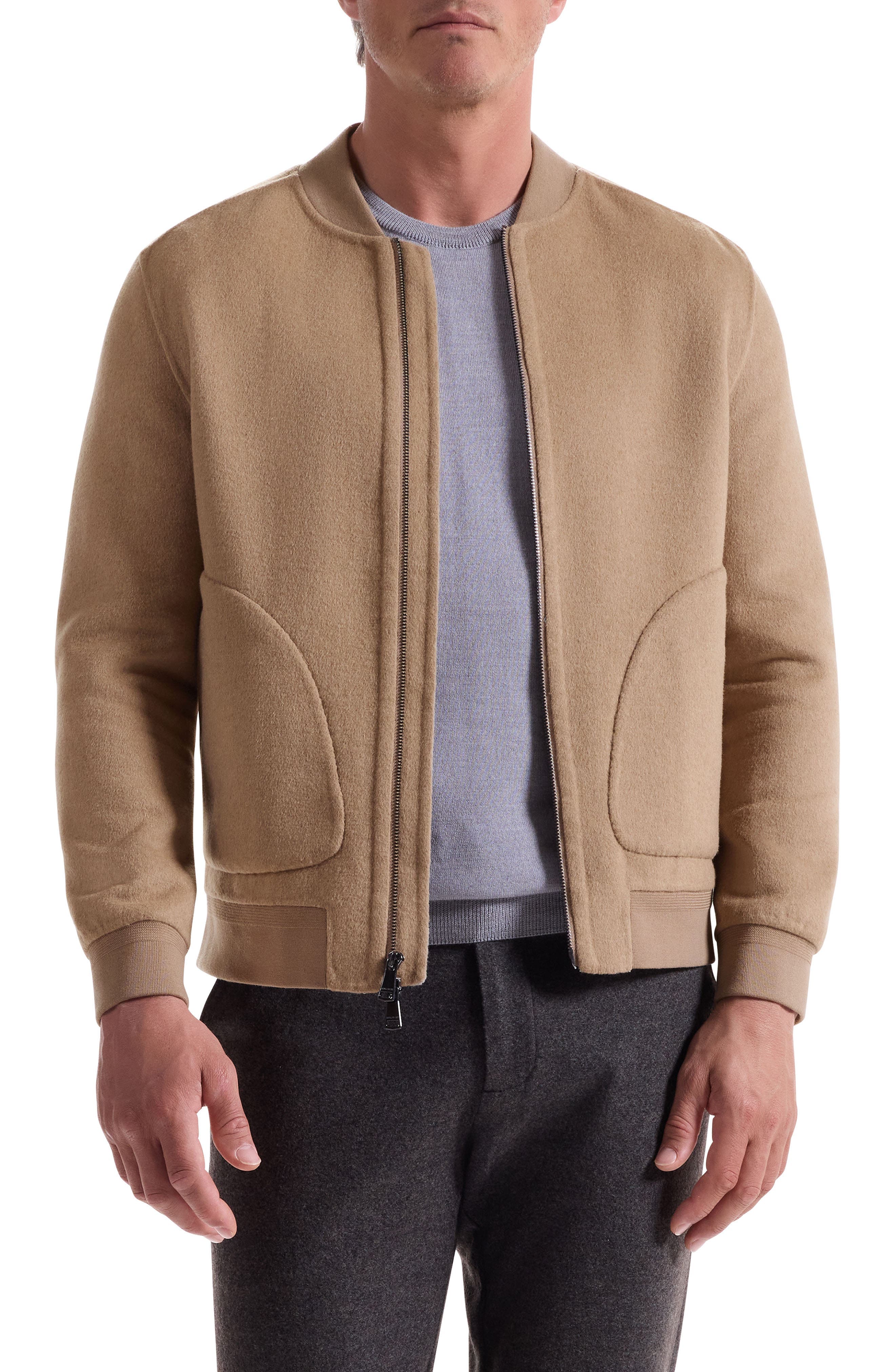 Brushed Wool Blend Bomber Jacket - image 1