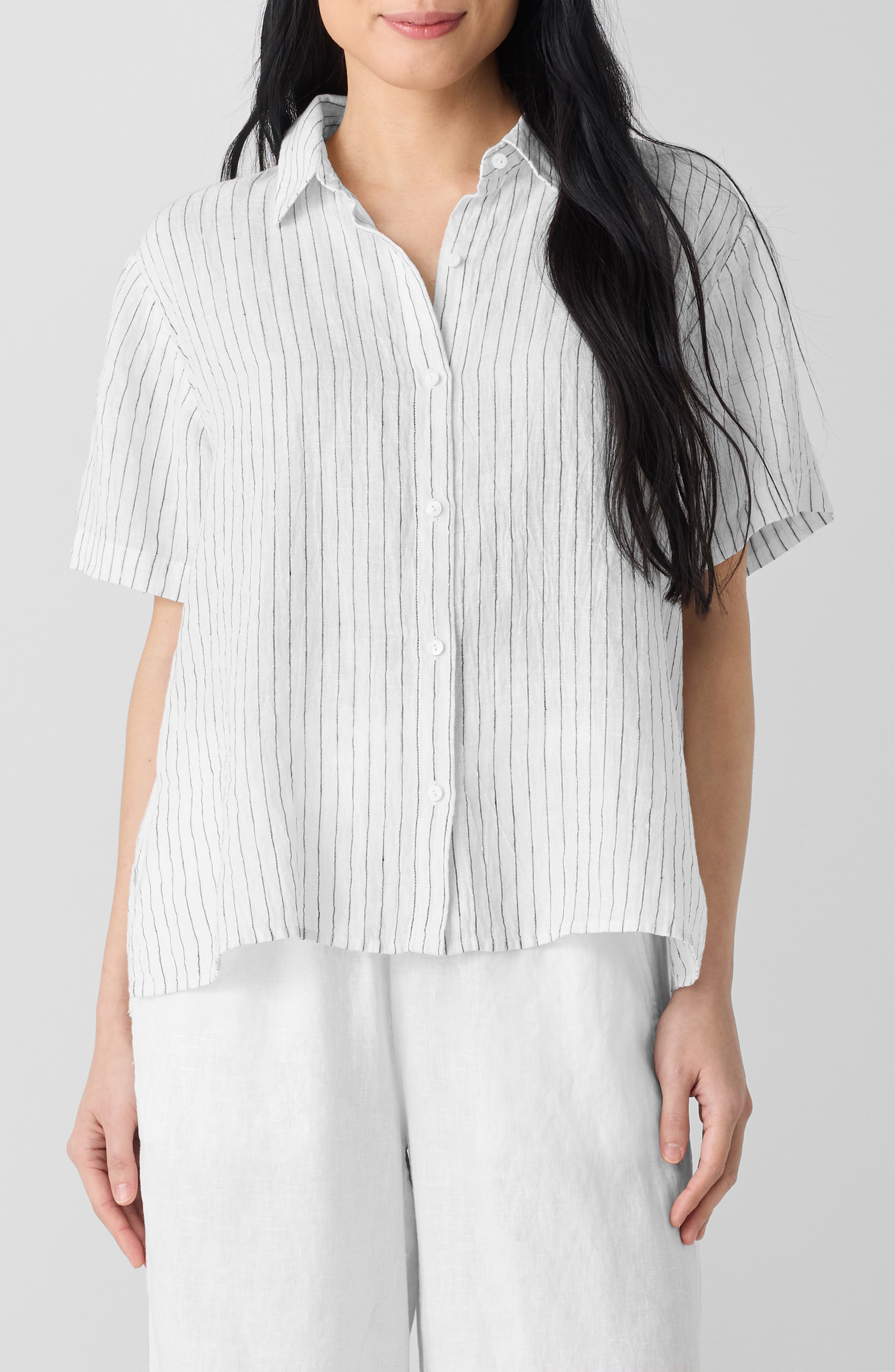 Stripe Organic Linen Button-Up Shirt - image 1