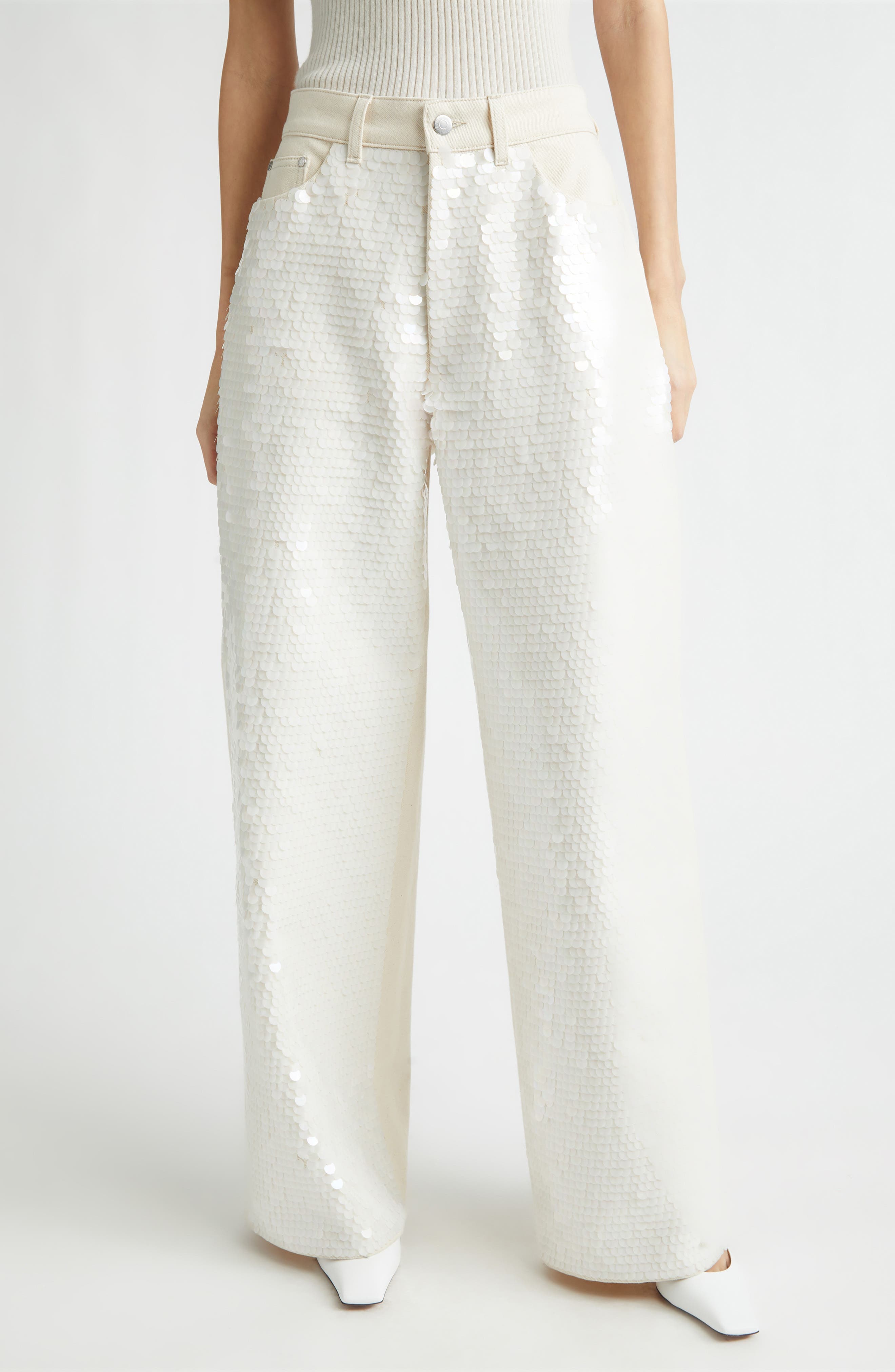 Opalescent Sequin Wide Leg Jeans - image 1