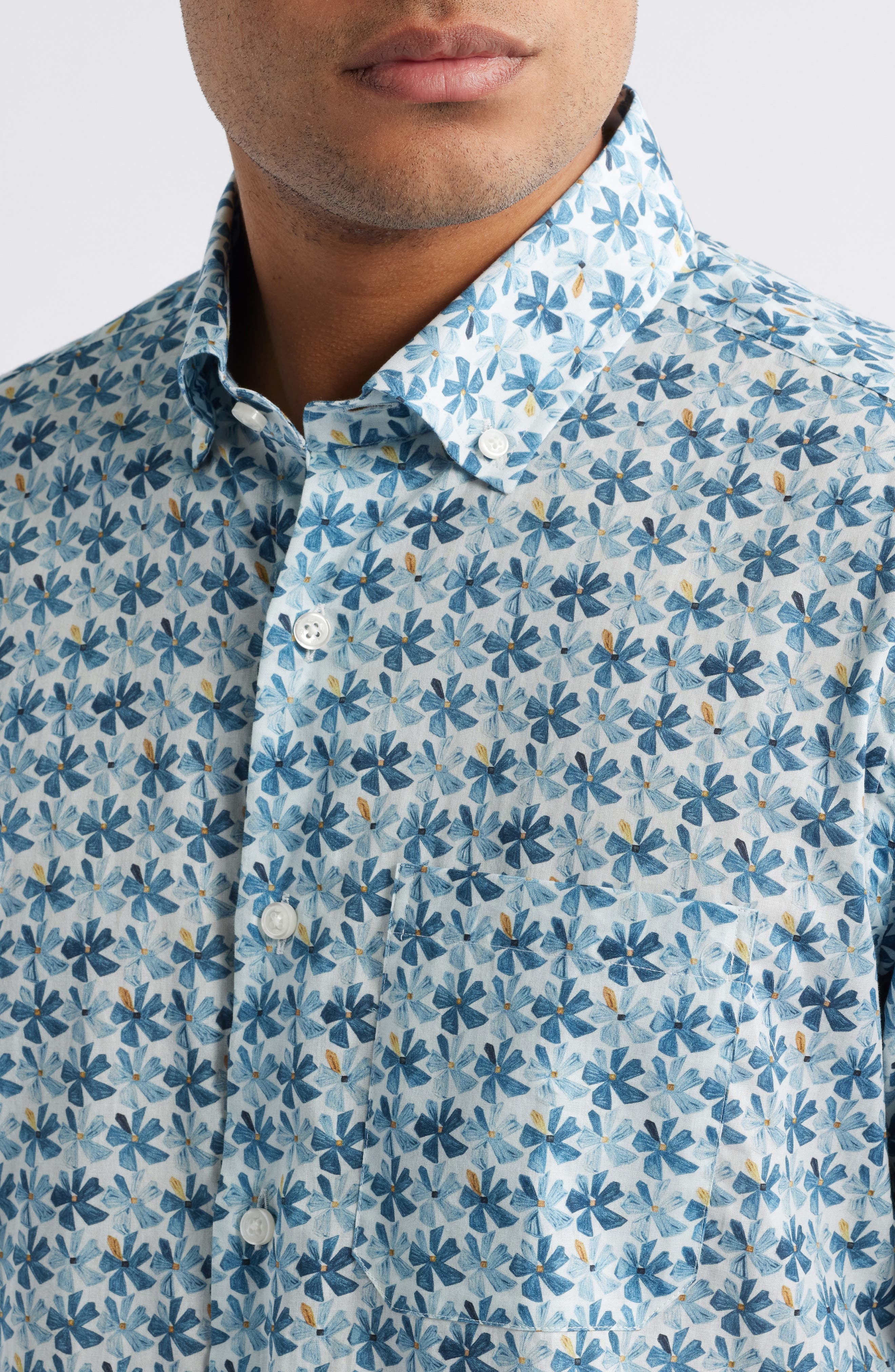 Regular Fit Floral Short Sleeve Cotton Button-Up Shirt - image 2