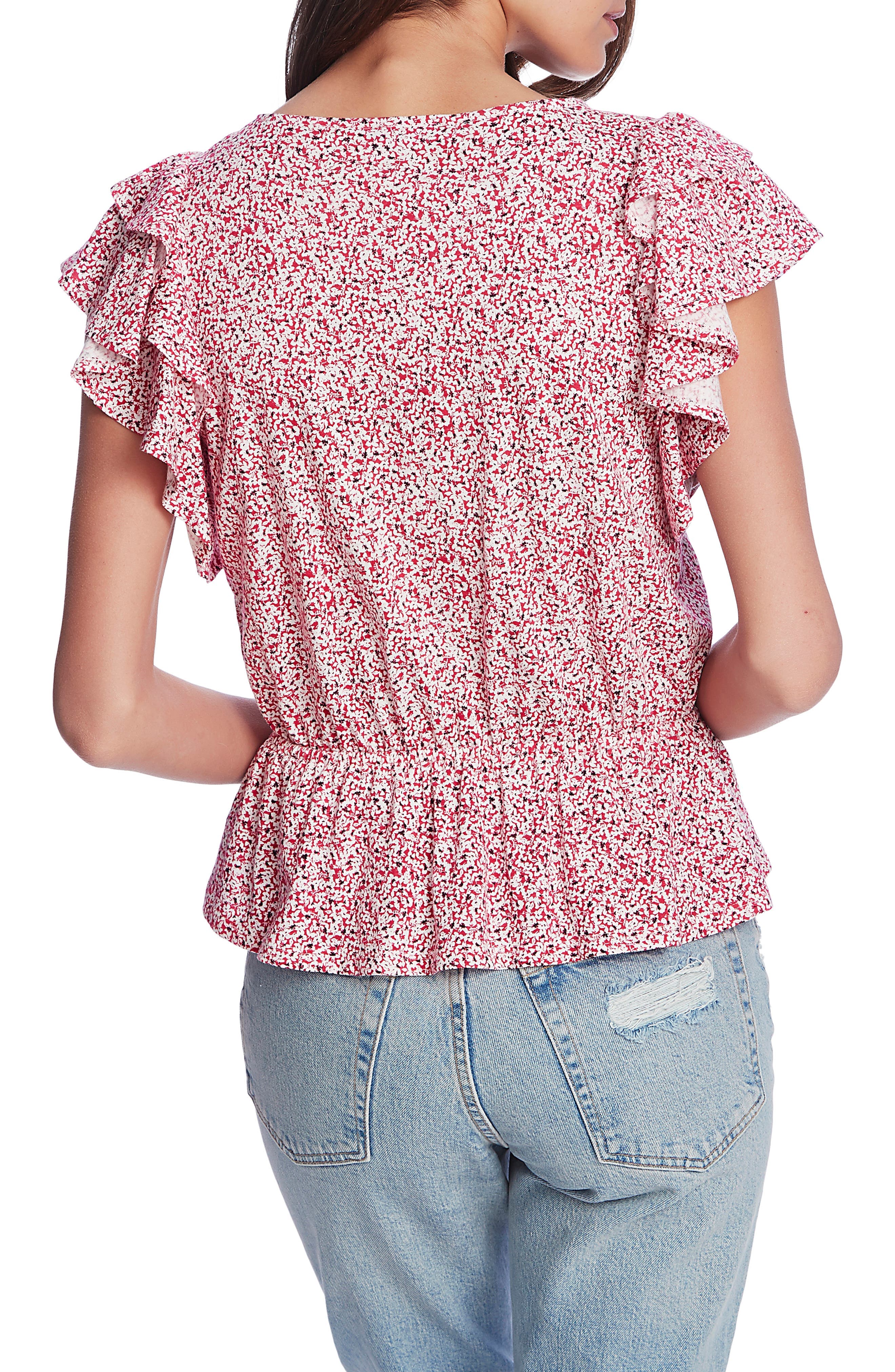 Floral Ditsy Cross Front Peplum Blouse - image 2